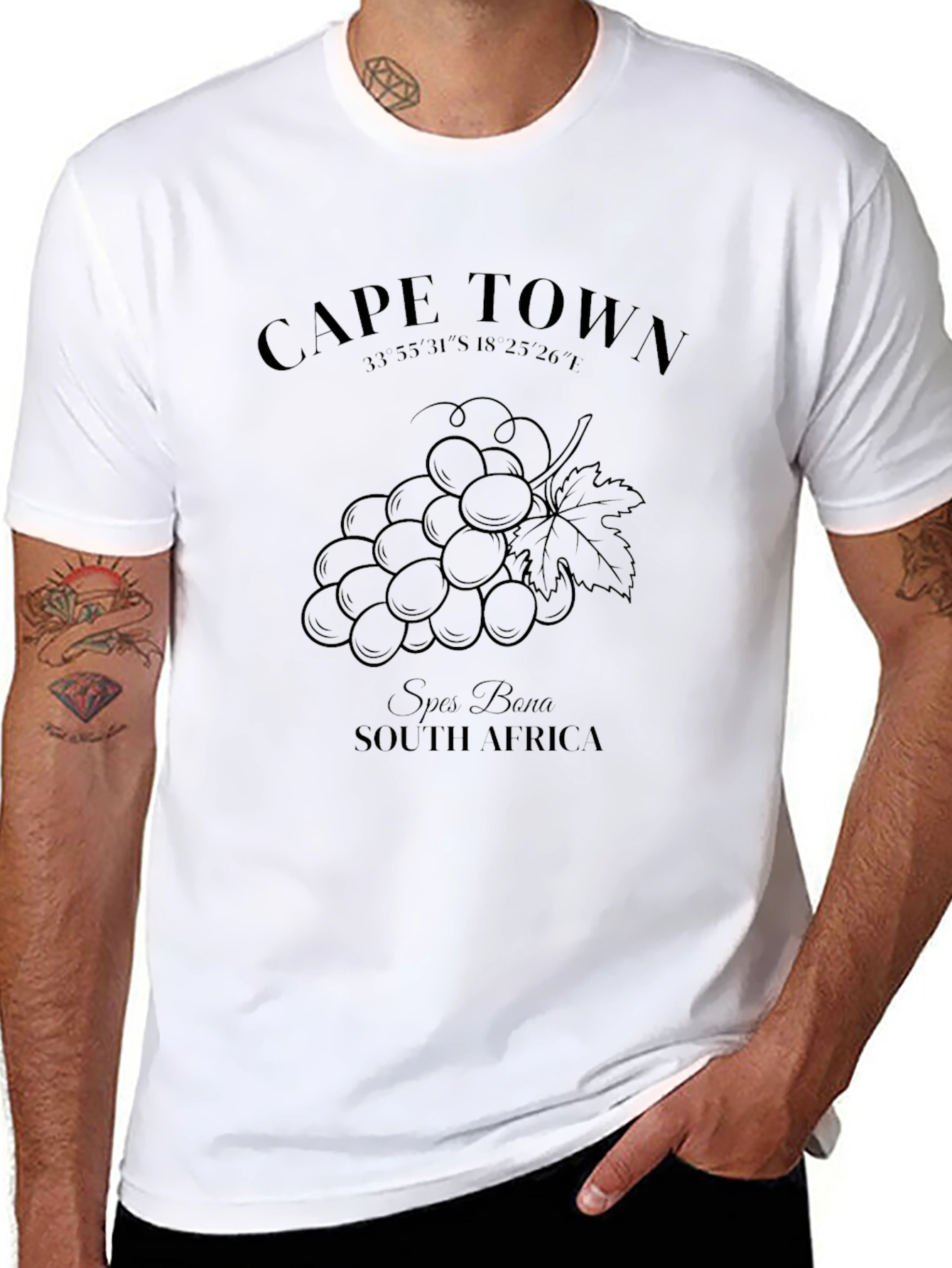 Cape Town Grape Graphic Black T-Shirt