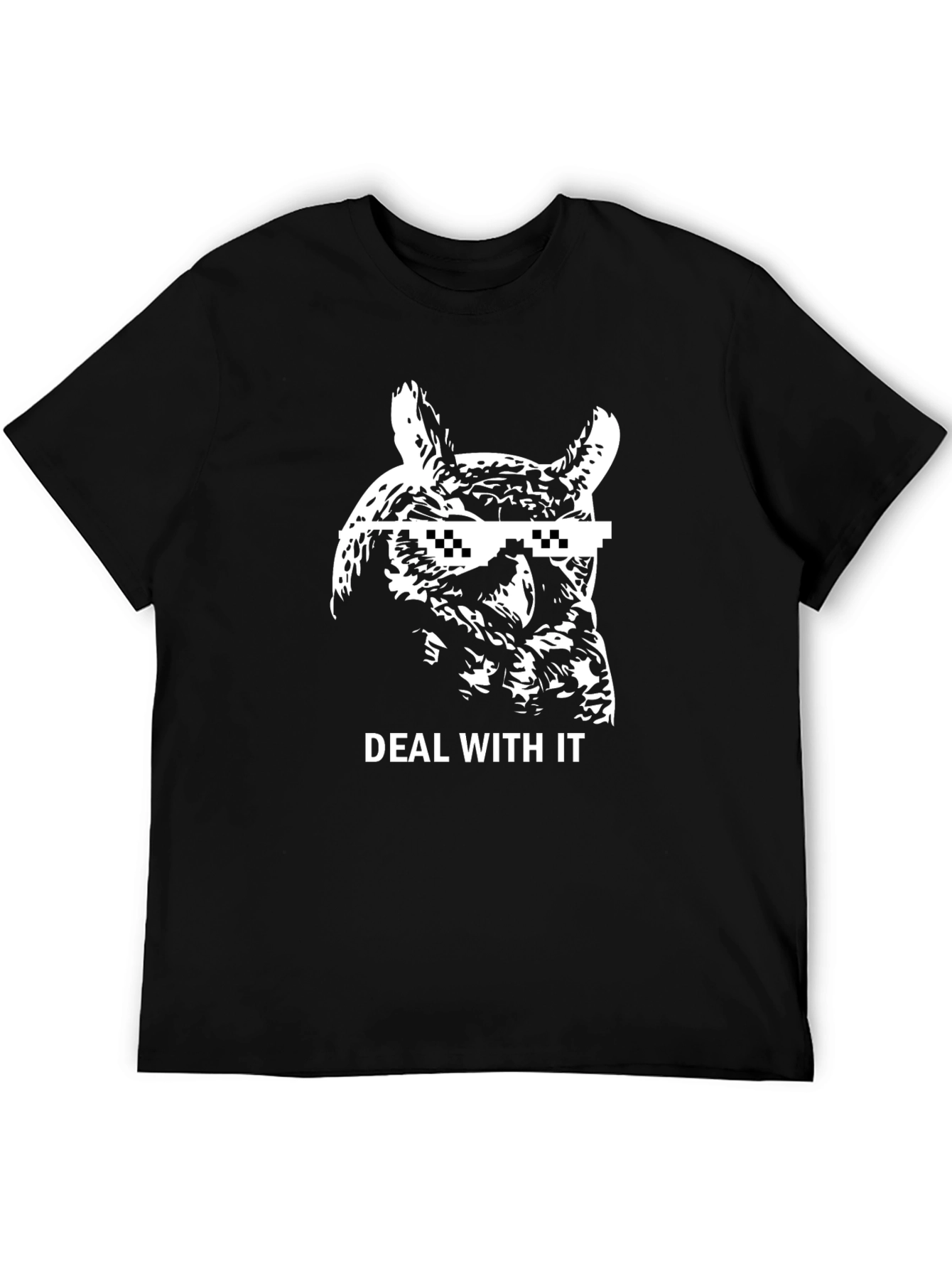 Deal With It Owl Black T-Shirt