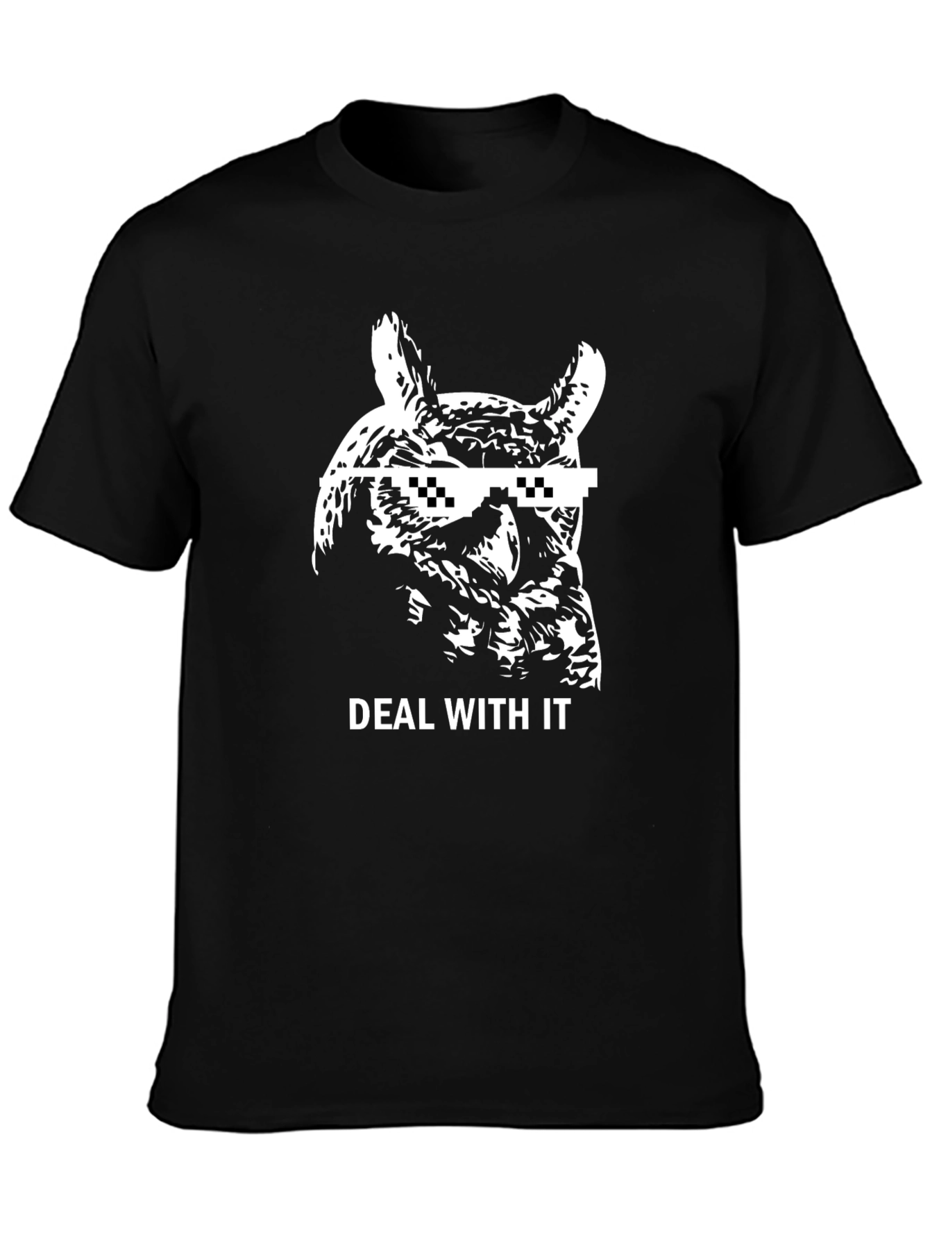 Deal With It Owl Black T-Shirt