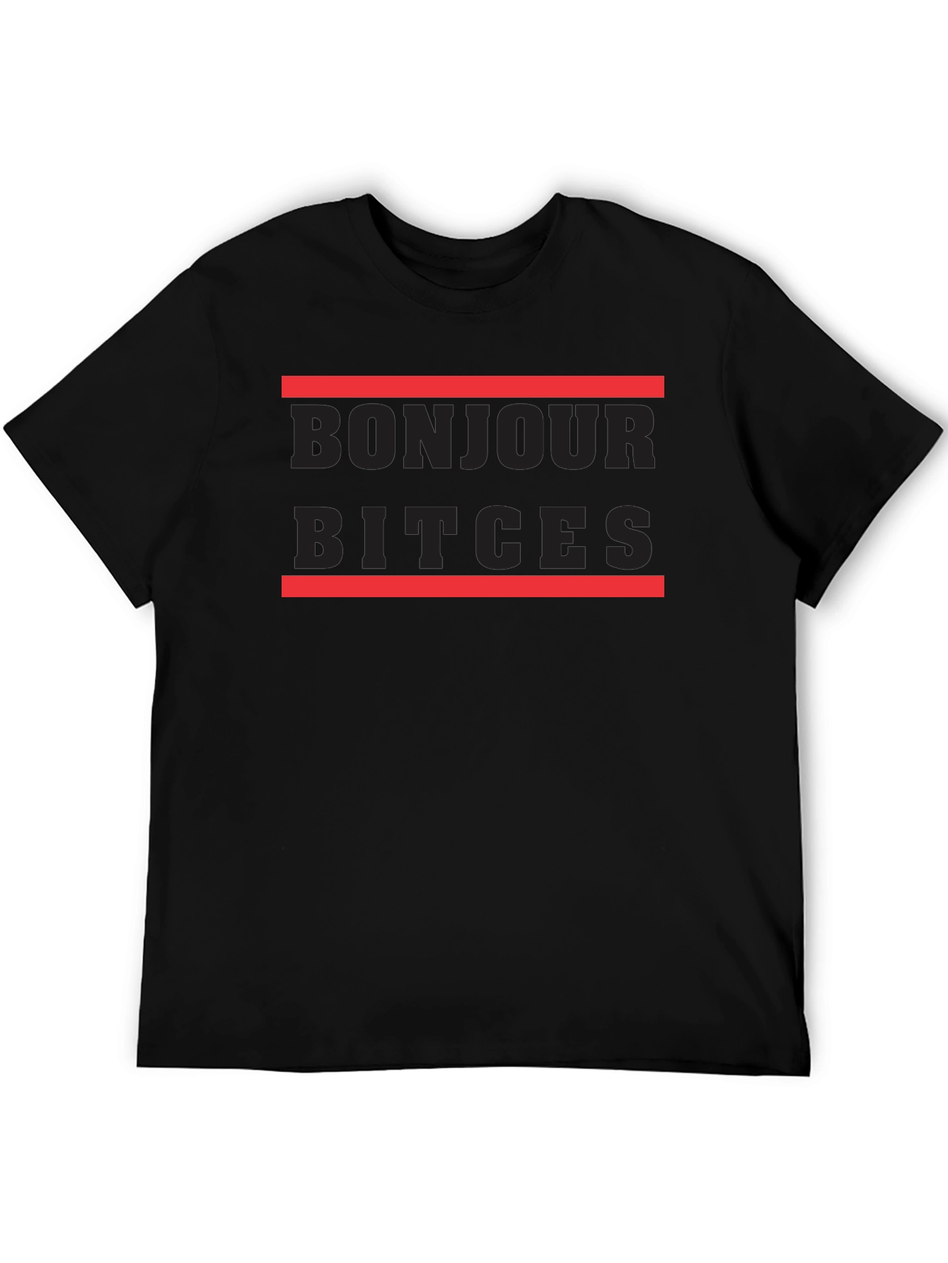 Bonjour Bitches Graphic Tee - Black Casual T-Shirt