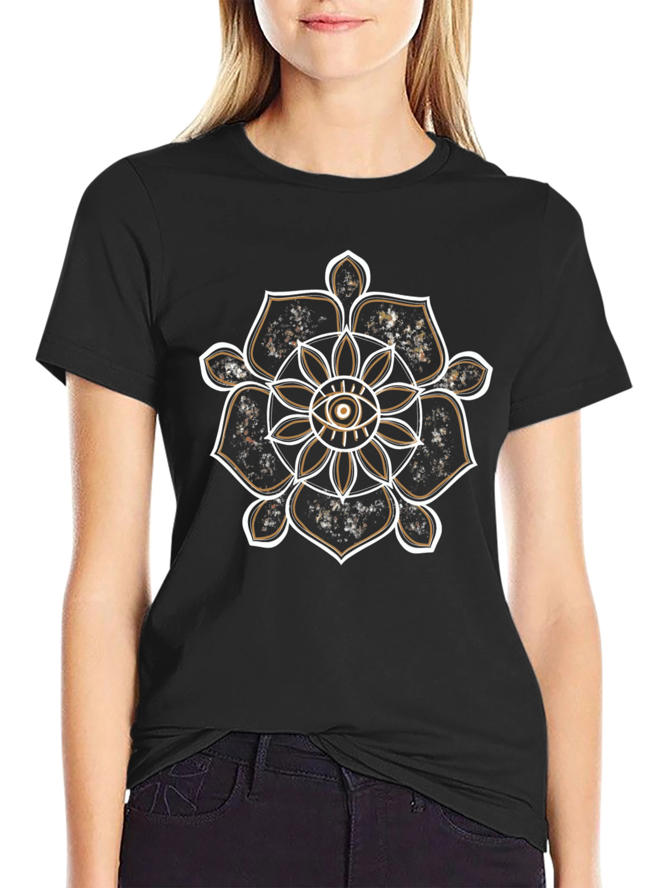 Eye Mandala Graphic Tee - Black Cotton Comfort