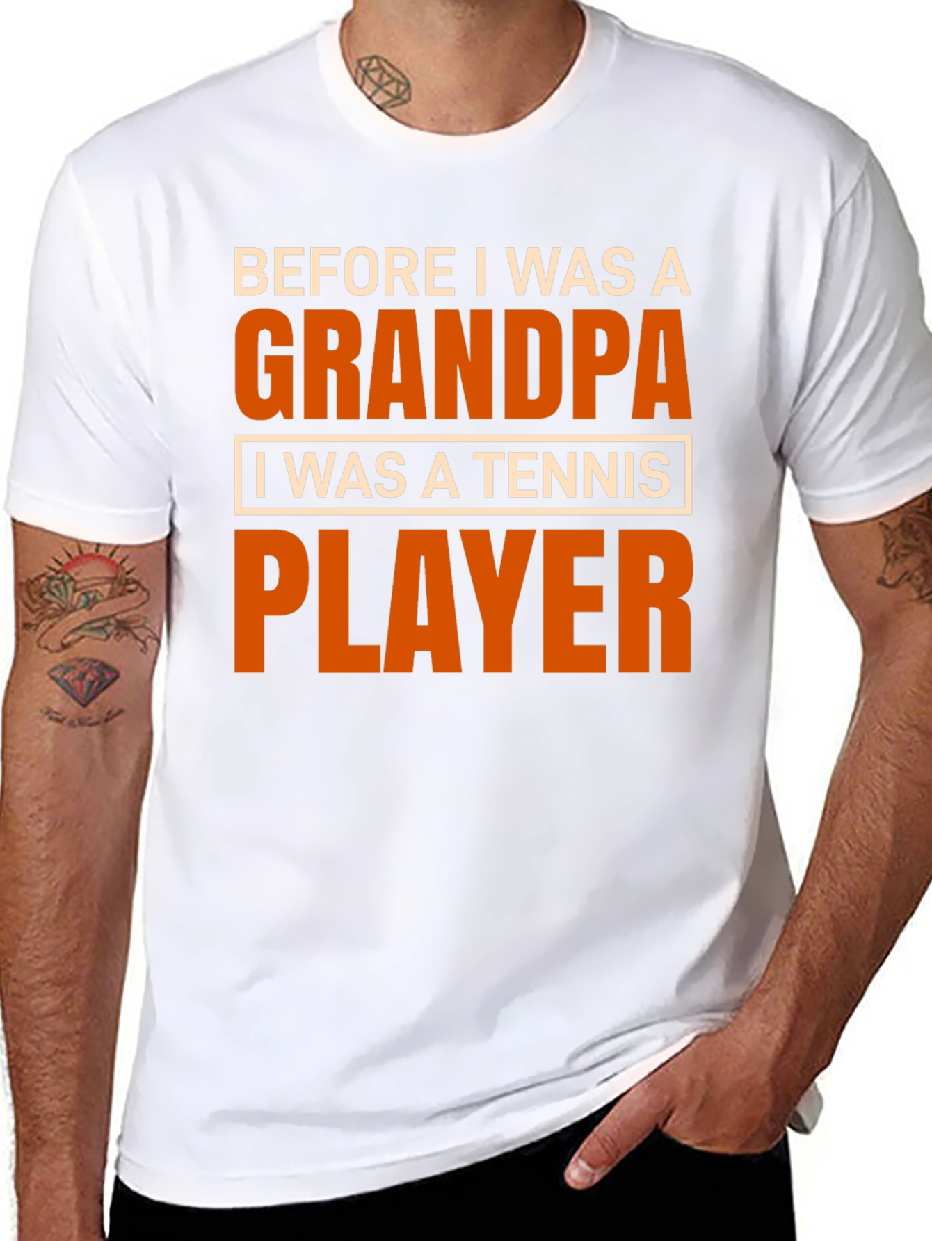 Grandpa Tennis Player T-Shirt - Black Cotton Blend