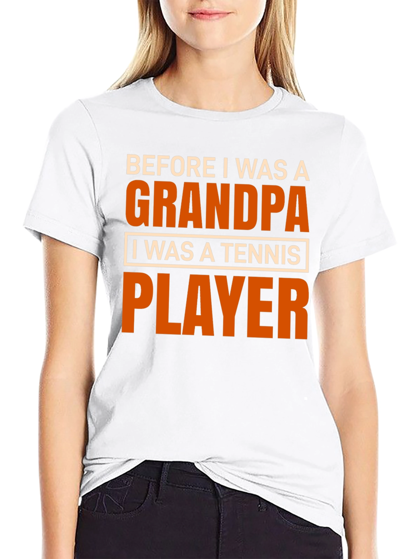 Grandpa Tennis Player T-Shirt - Black Cotton Blend
