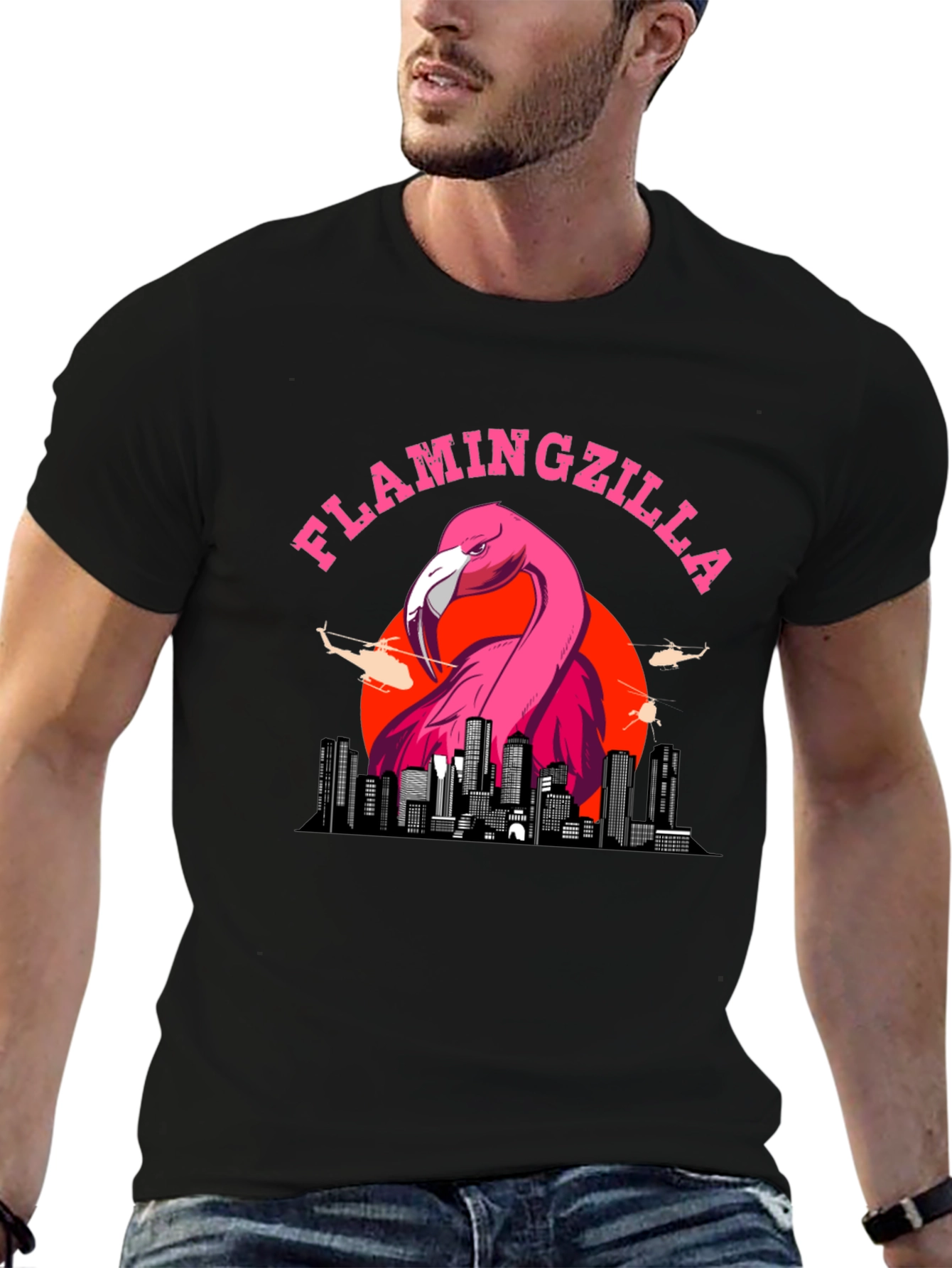 Flamingozilla Graphic T-Shirt - Funny Bird Tee
