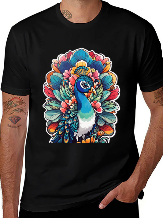 Peacock Graphic Tee - Bold Artistic Design