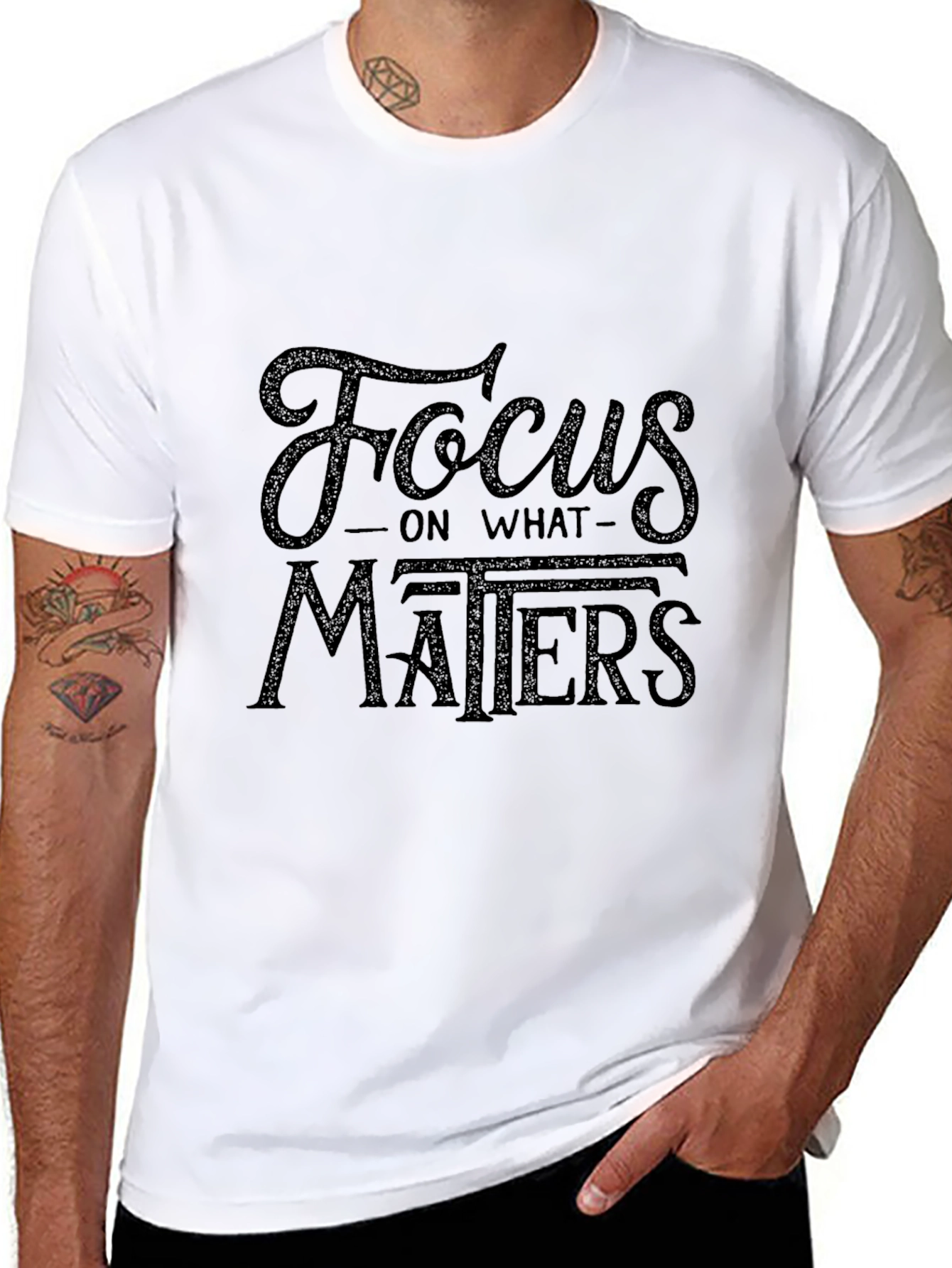 Focus on What Matters Black Graphic T-Shirt