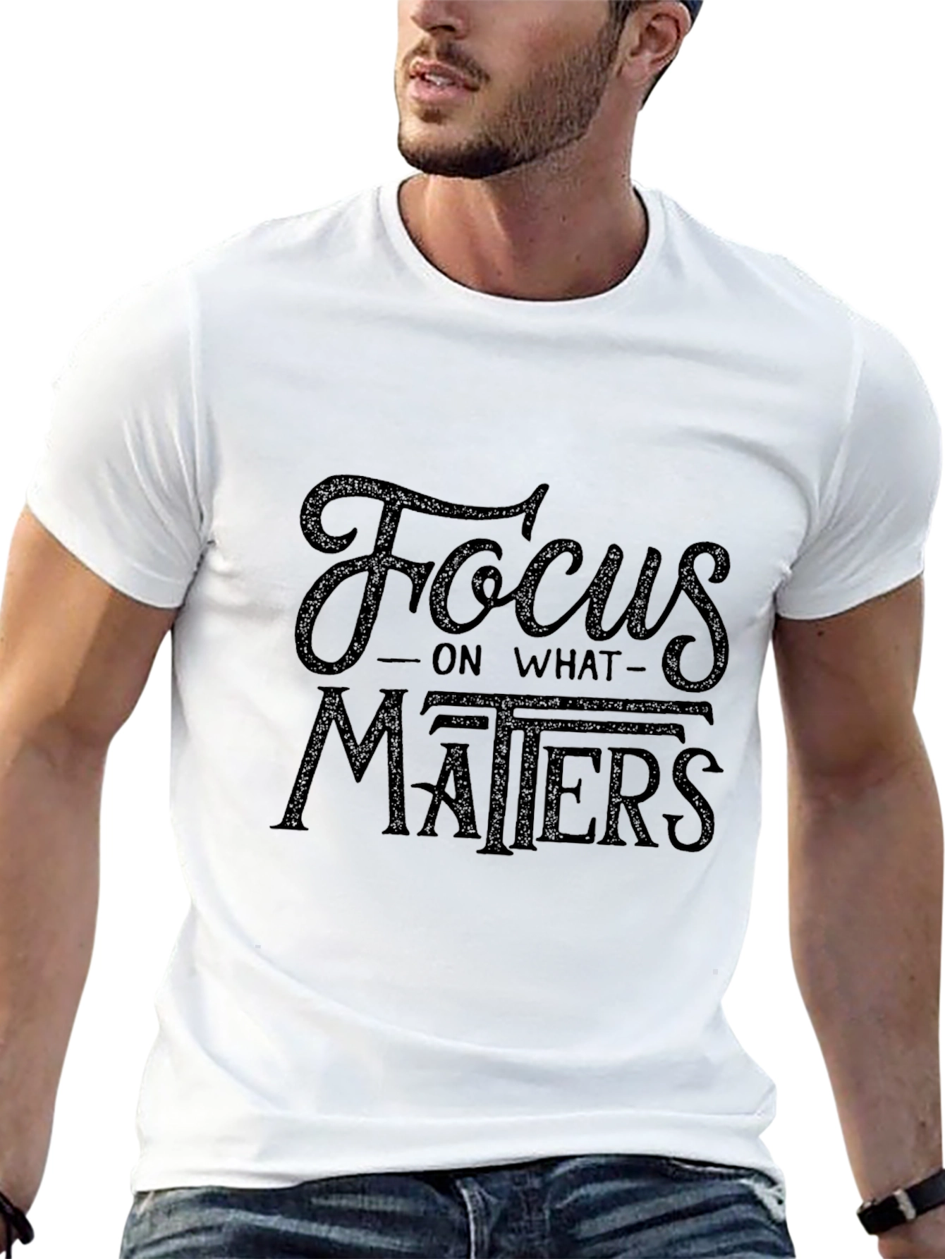 Focus on What Matters Black Graphic T-Shirt