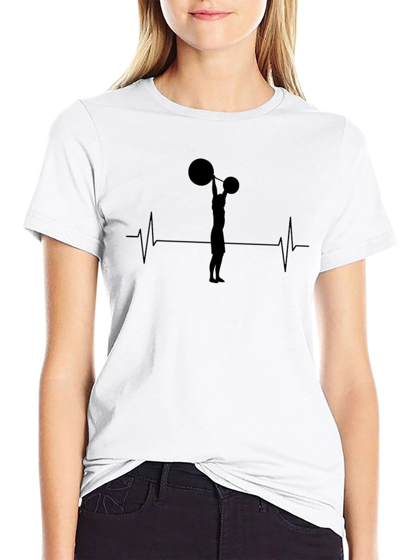 Weightlifting Heartbeat T-Shirt - Black Graphic Tee