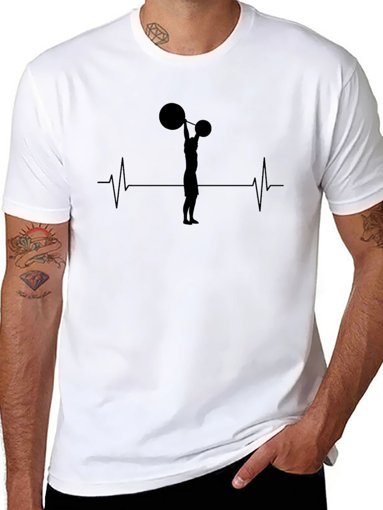 Weightlifting Heartbeat T-Shirt - Black Graphic Tee