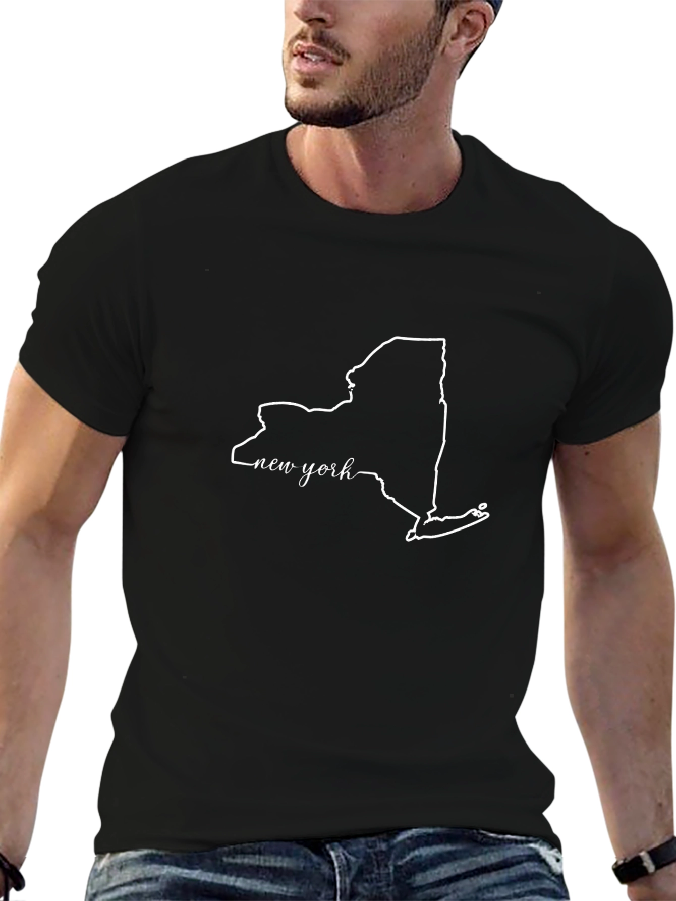 New York State Outline Graphic Tee - Black