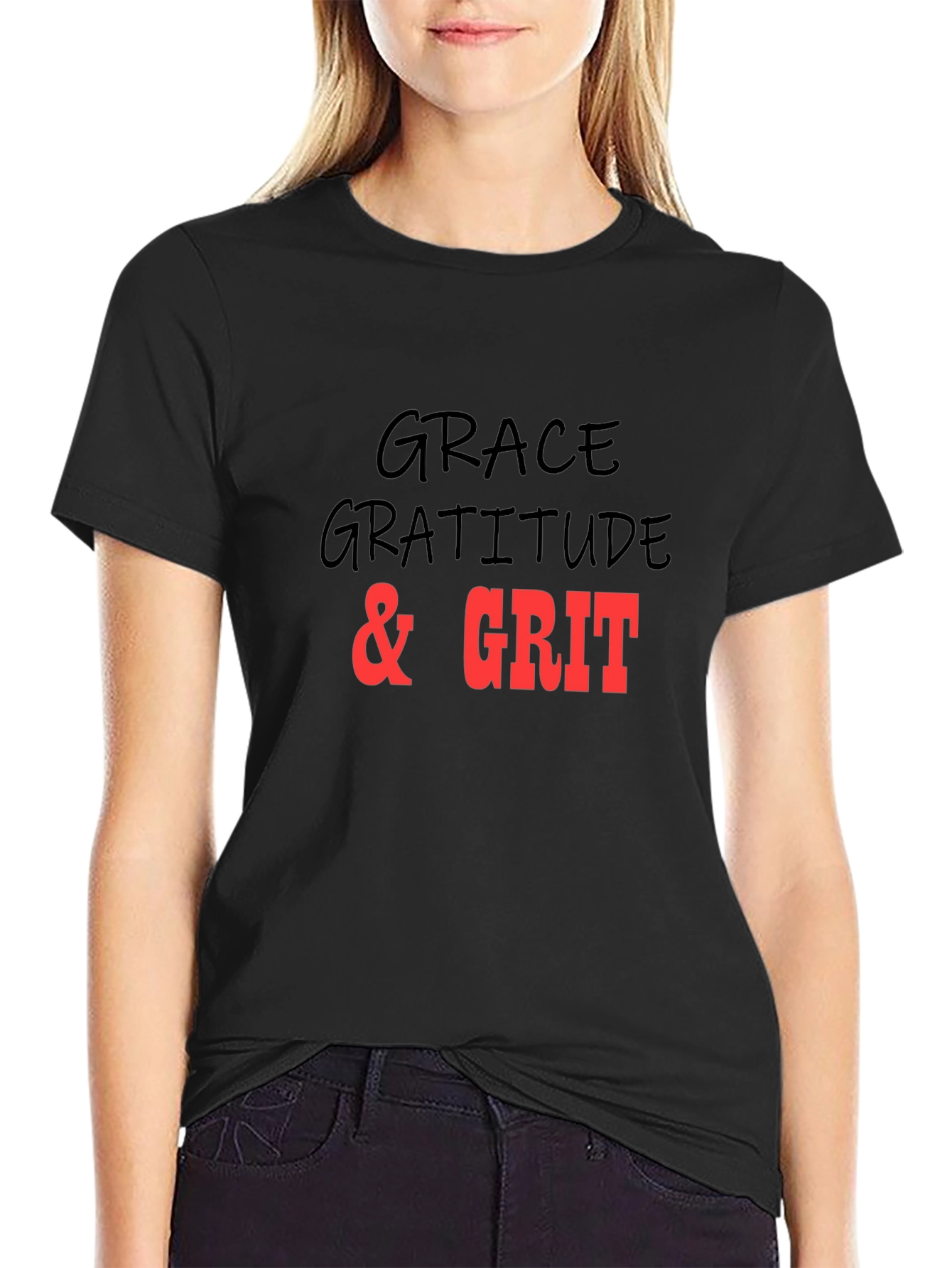 Grace Gratitude Grit T-Shirt Black Graphic Tee
