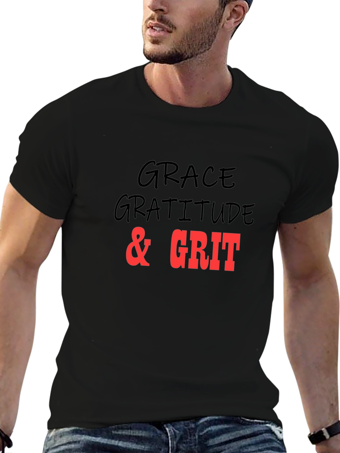 Grace Gratitude Grit T-Shirt Black Graphic Tee