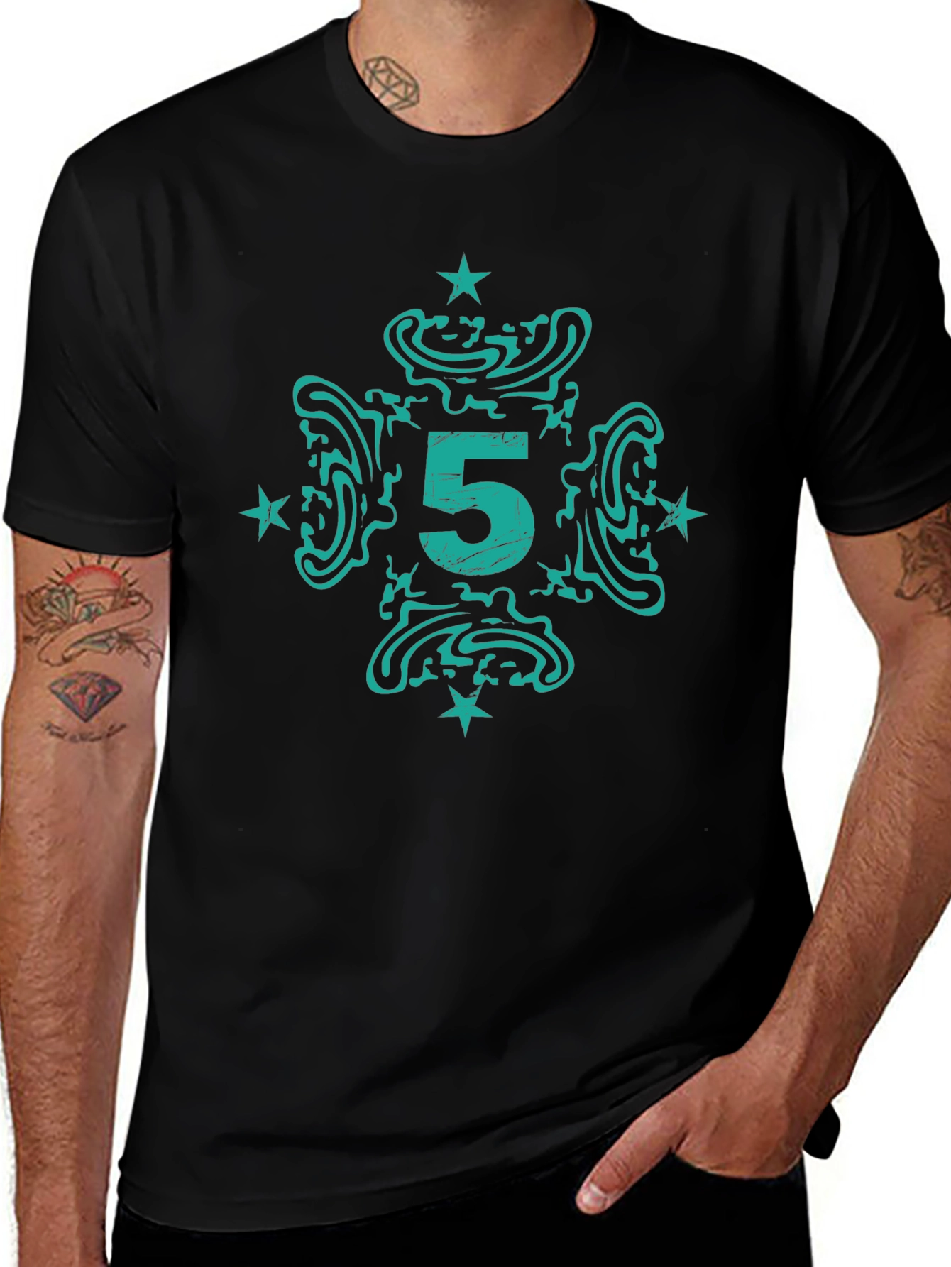 Abstract Number 5 Graphic Print T-Shirt