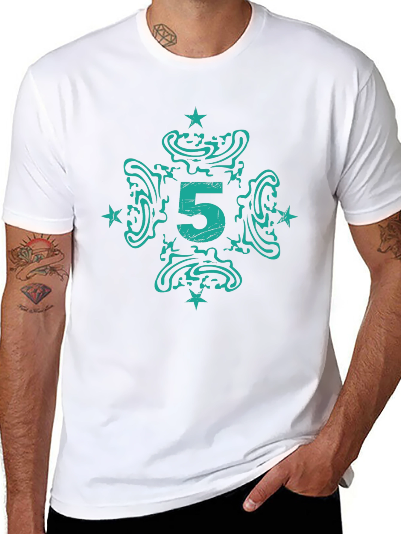 Abstract Number 5 Graphic Print T-Shirt