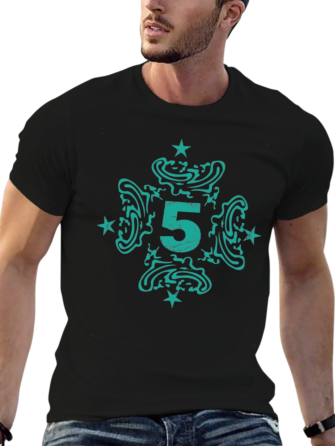 Abstract Number 5 Graphic Print T-Shirt