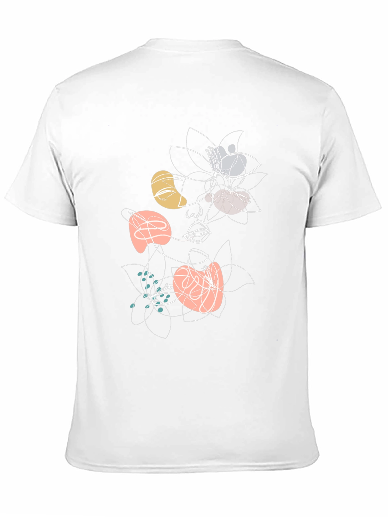 Abstract Floral Face Graphic Black T-Shirt