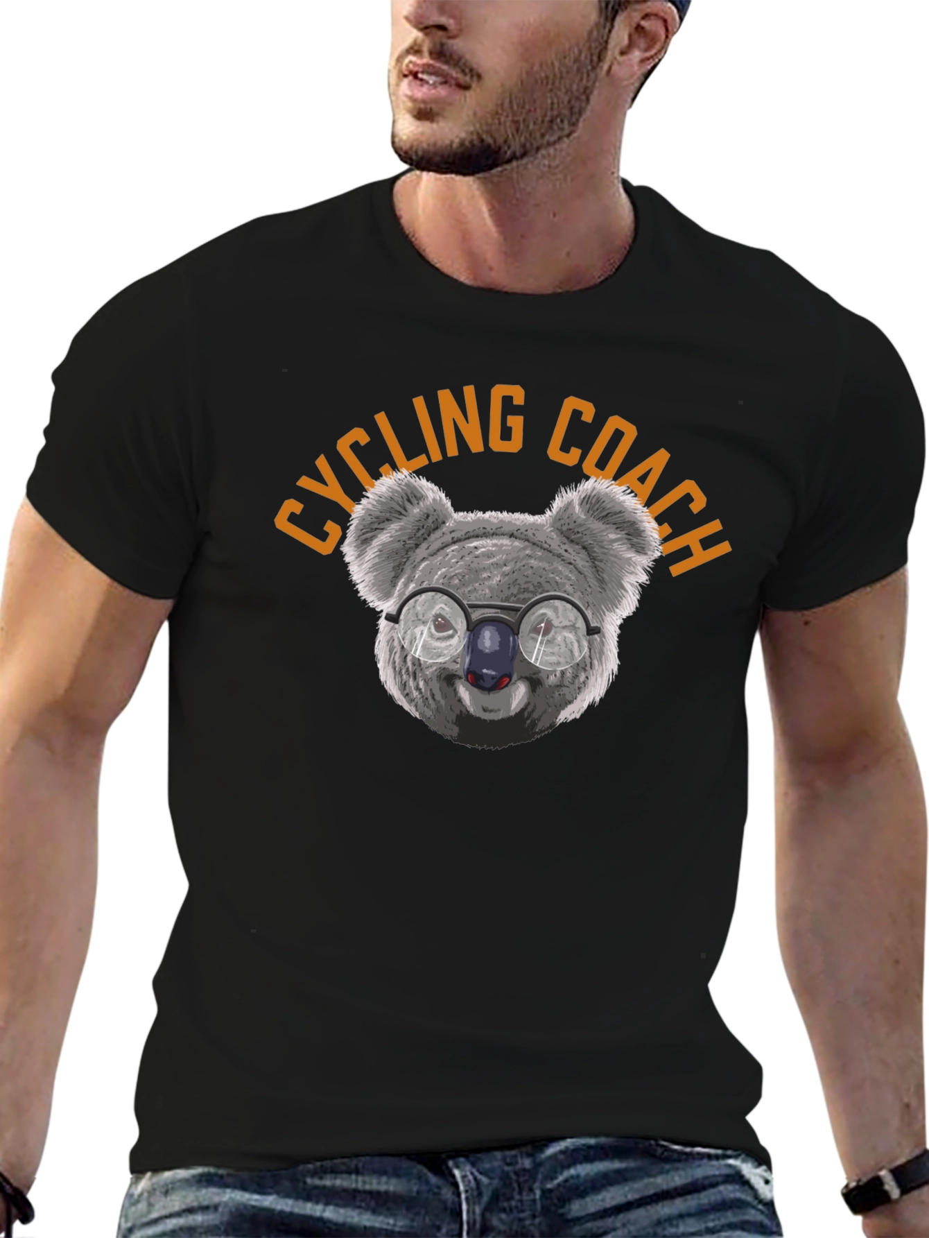 Cycling Coach Koala Bear Graphic Tee - Black