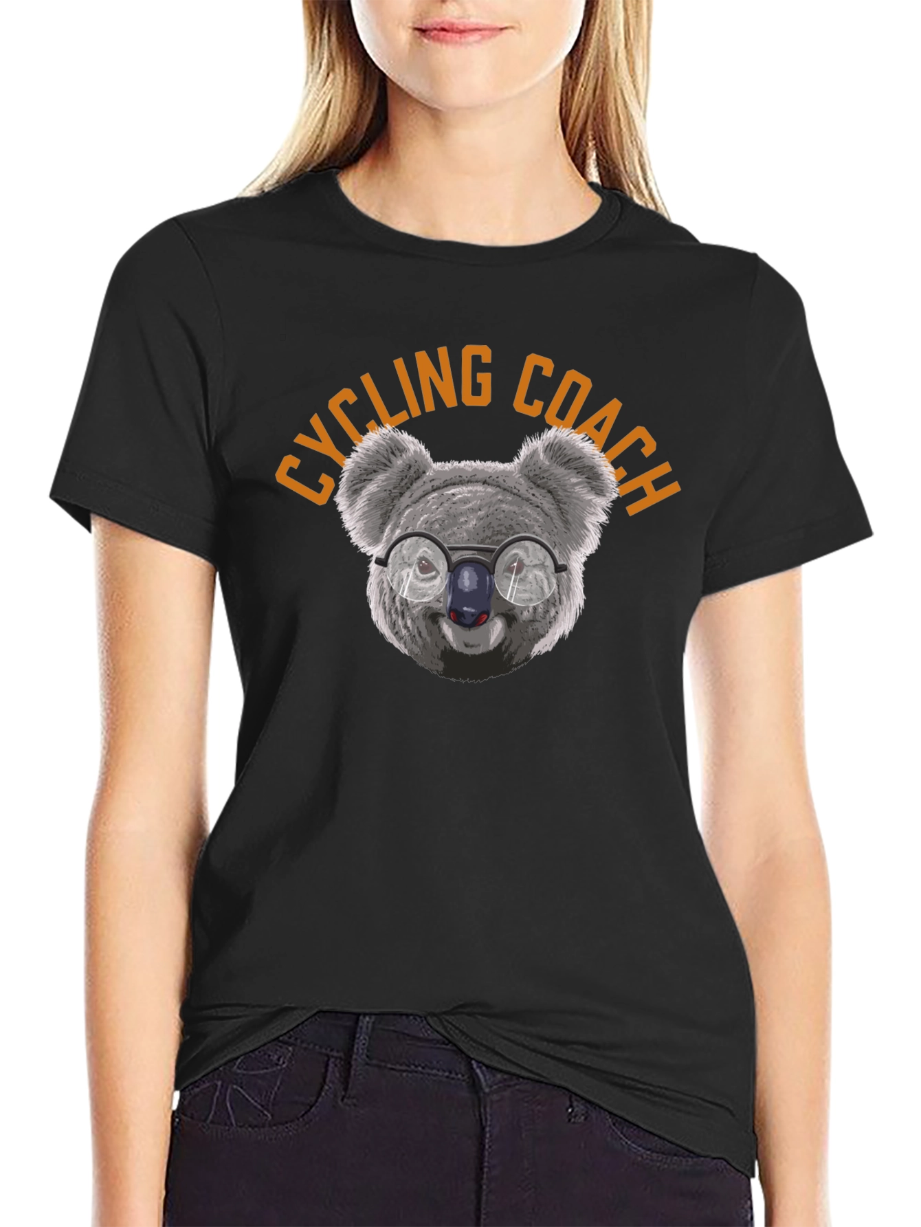 Cycling Coach Koala Bear Graphic Tee - Black