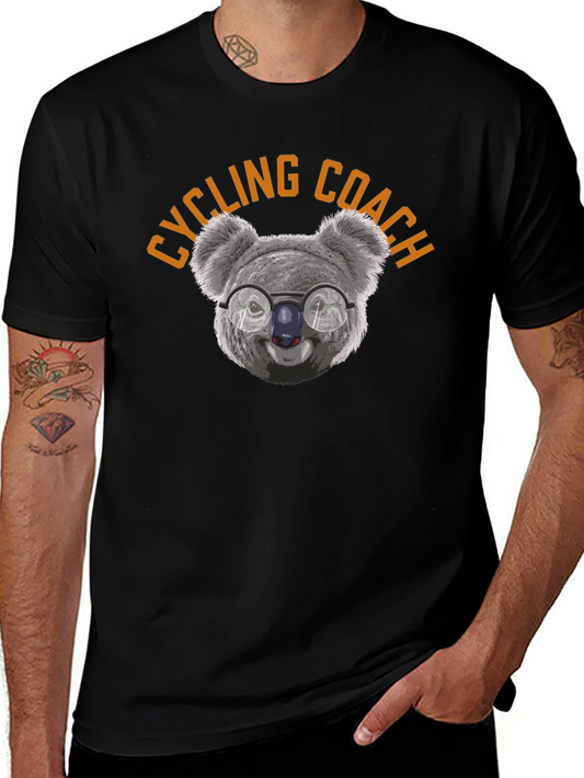 Cycling Coach Koala Bear Graphic Tee - Black