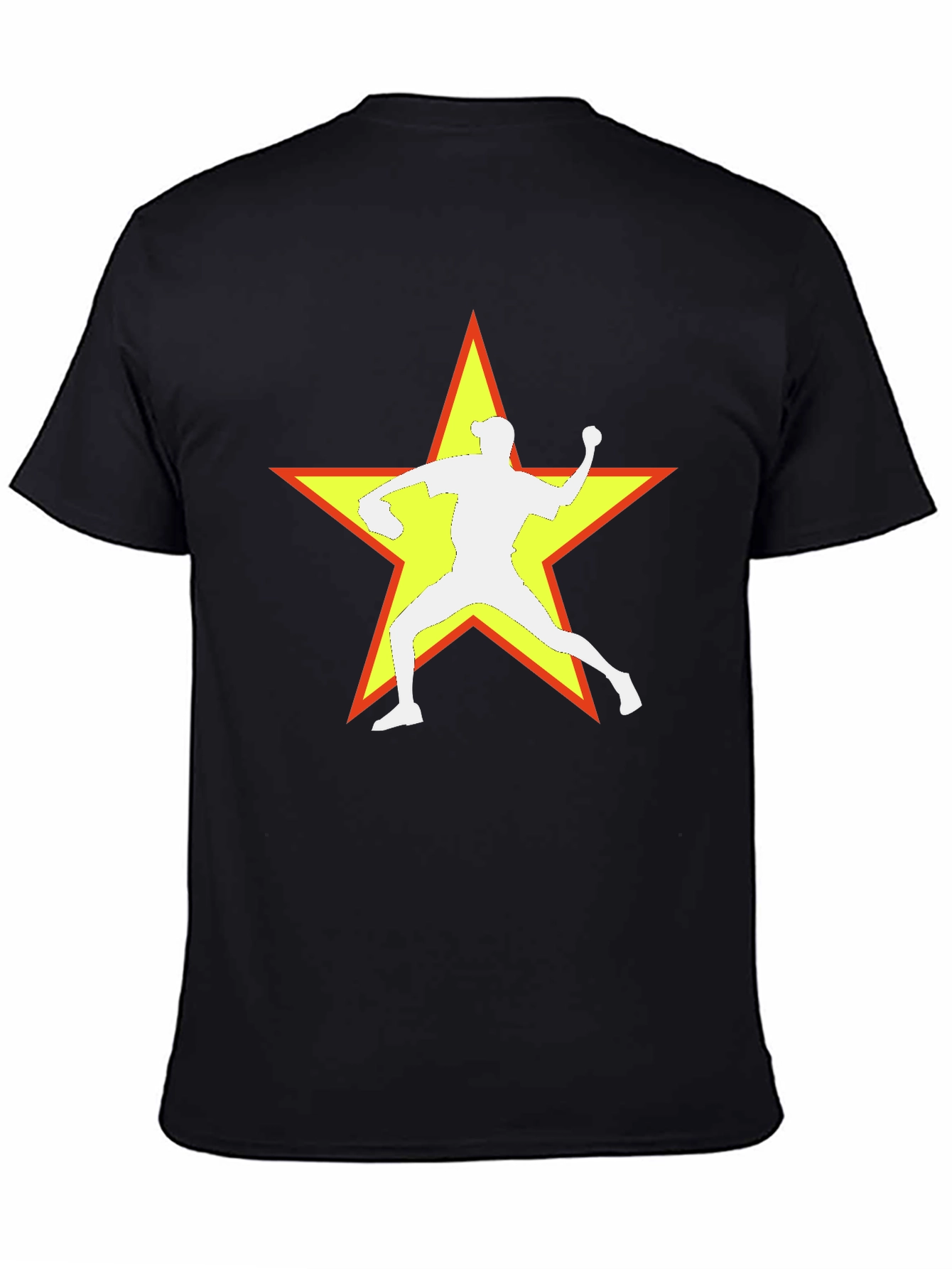 Baseball Star Graphic Tee - Black Cotton Blend