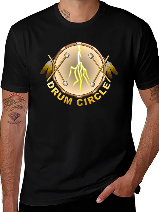 Drum Circle Graphic T-Shirt - Unisex Black Tee