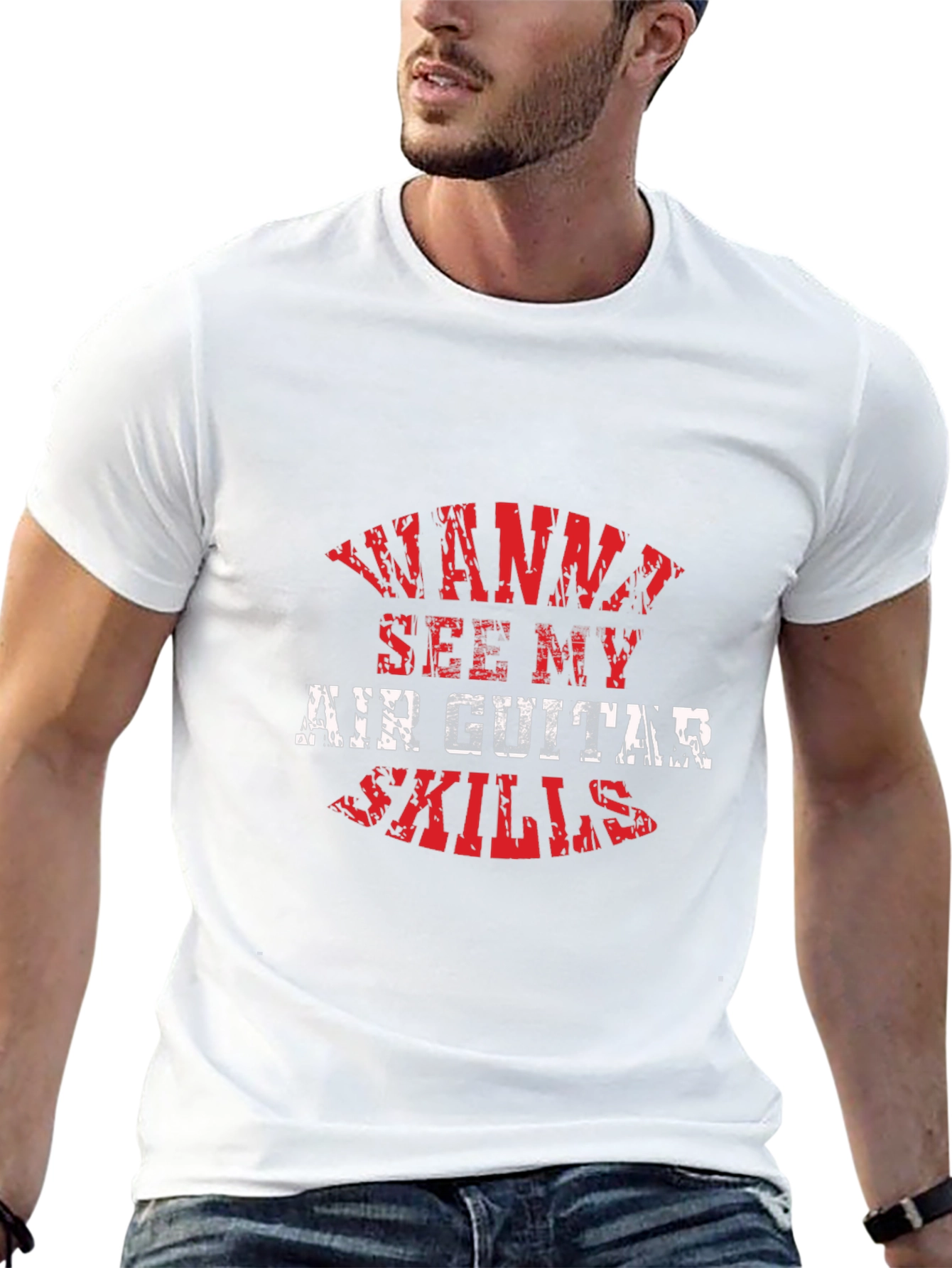 Wanna See My Air Guitar Skills Black Graphic T-Shirt