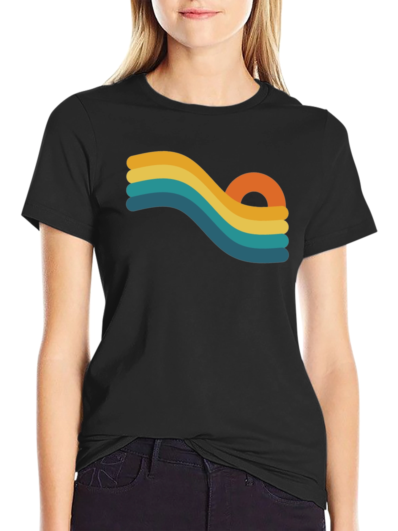 Retro Wave Graphic Black T-Shirt