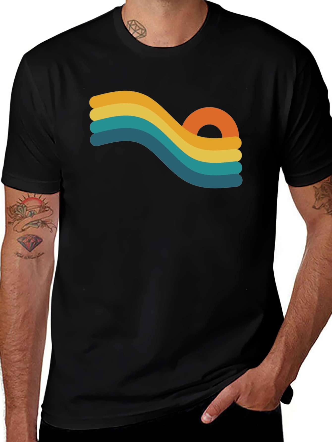 Retro Wave Graphic Black T-Shirt
