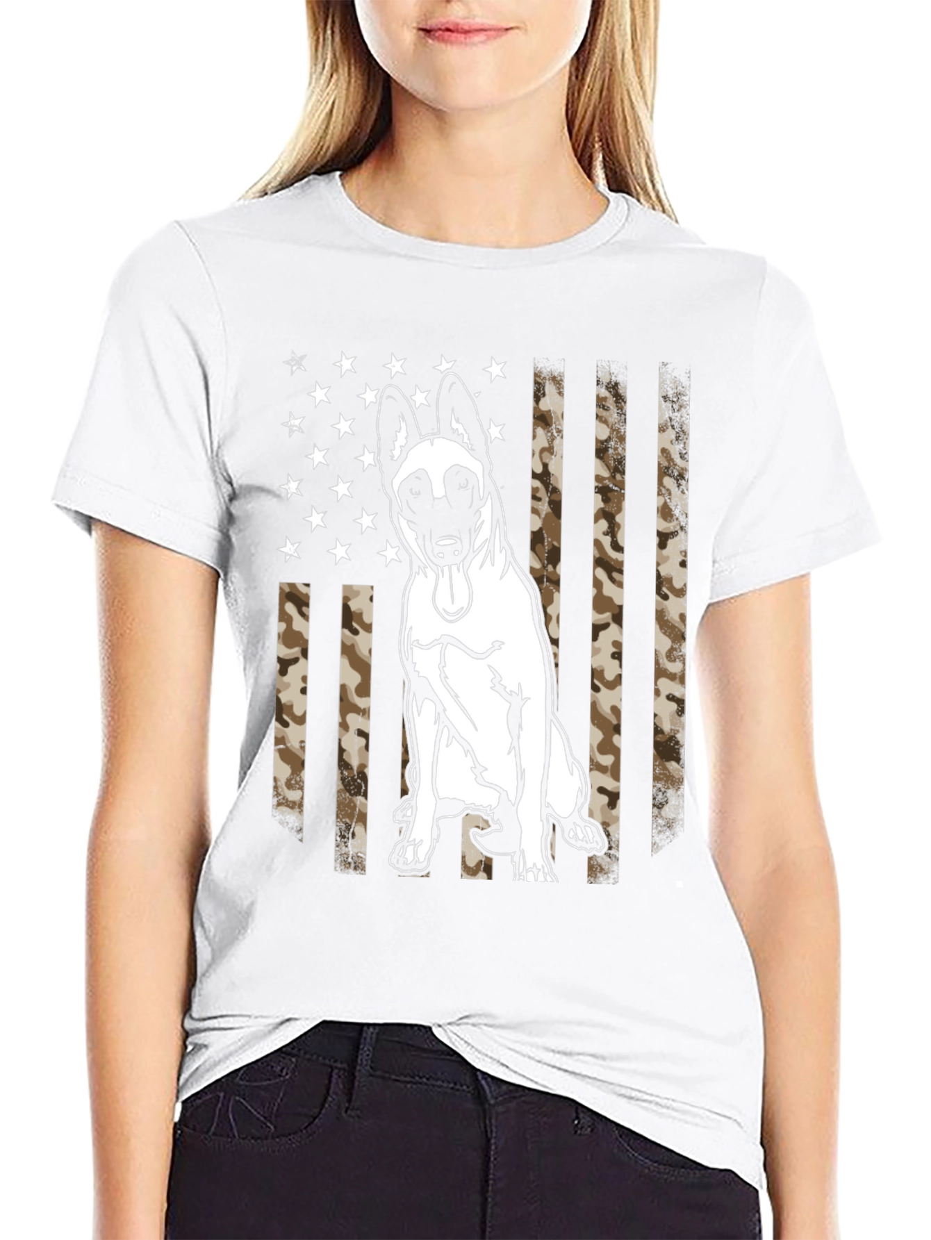 Belgian Malinois Camo Flag Graphic T-Shirt