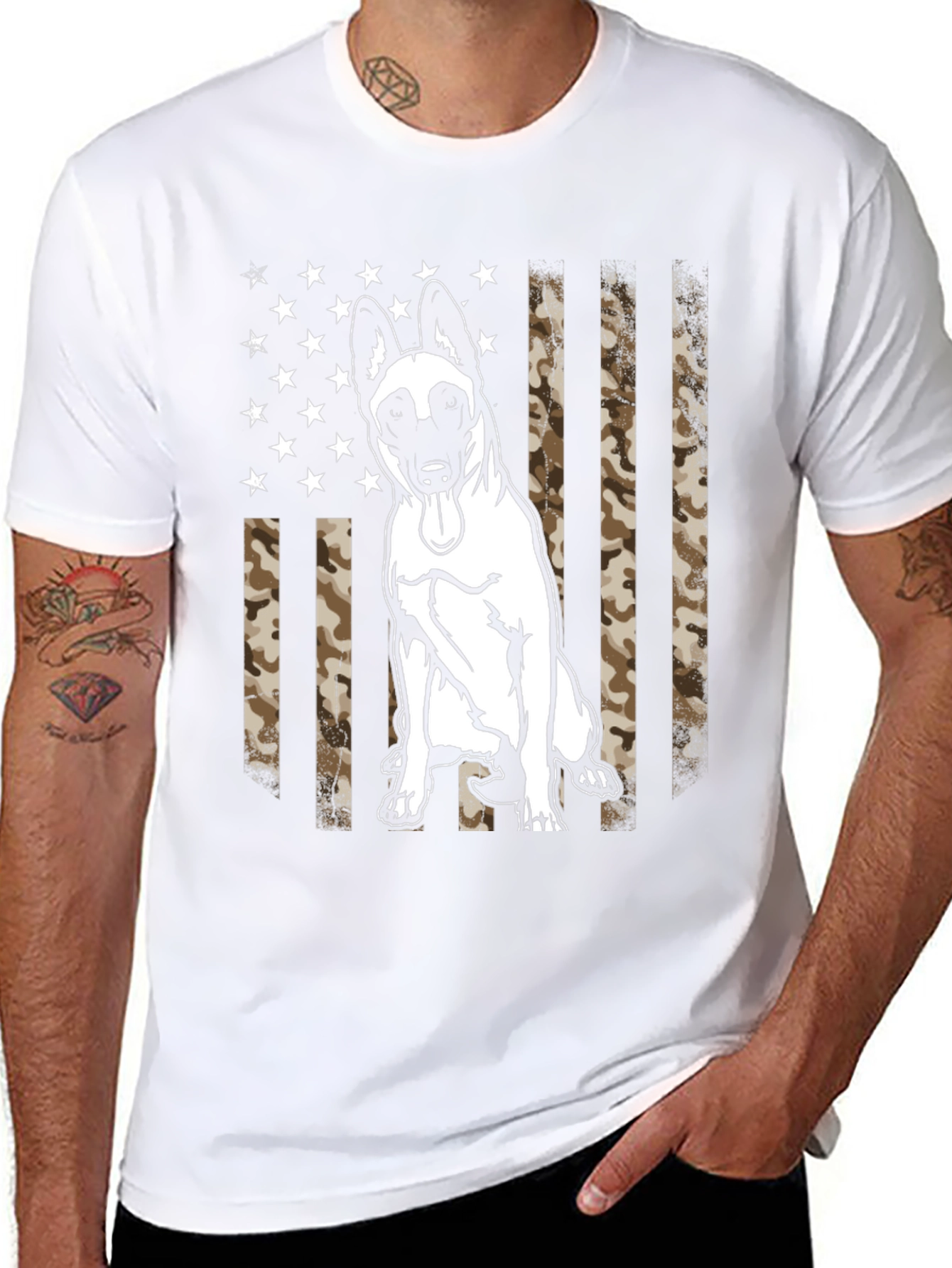 Belgian Malinois Camo Flag Graphic T-Shirt