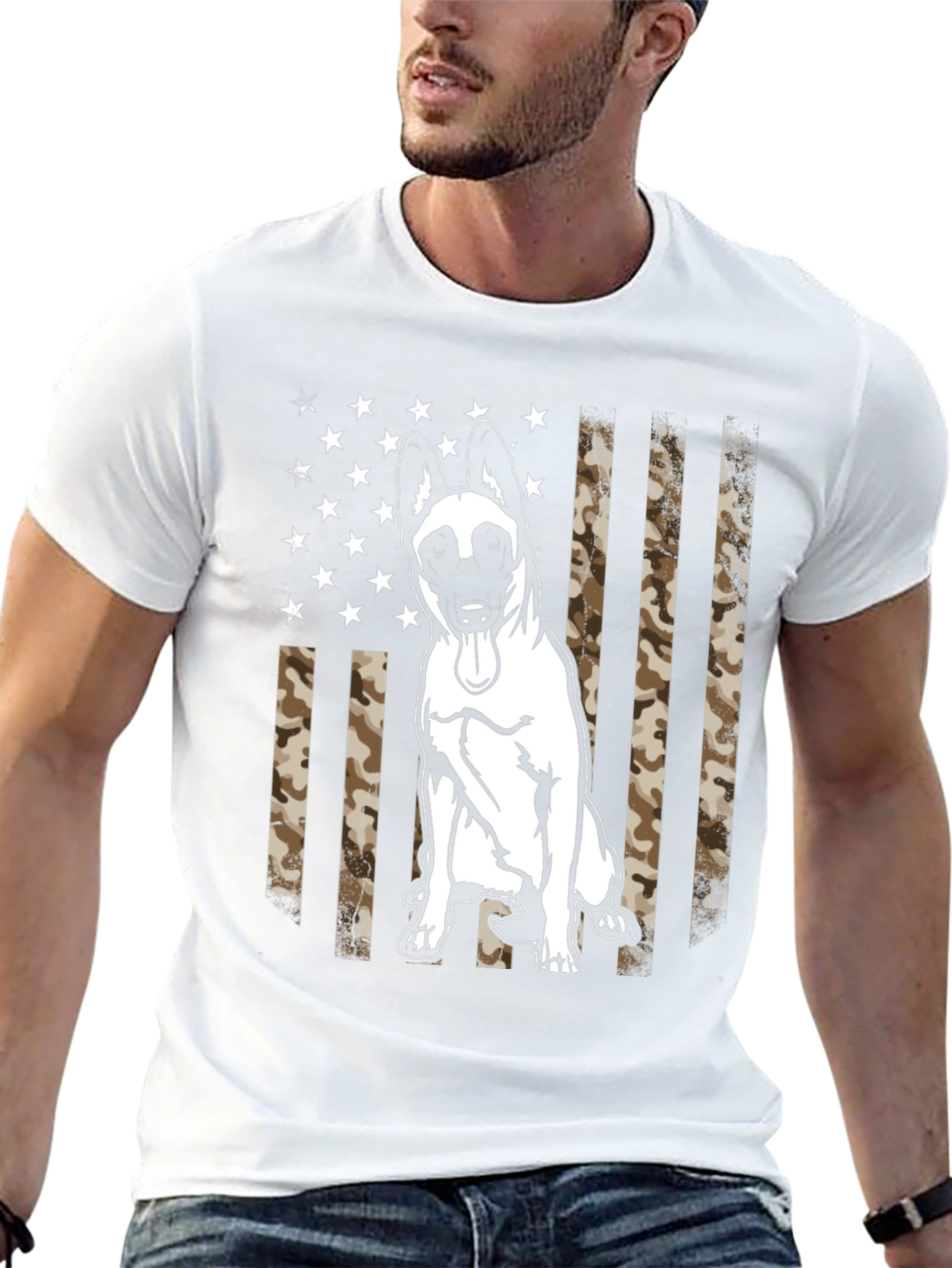 Belgian Malinois Camo Flag Graphic T-Shirt