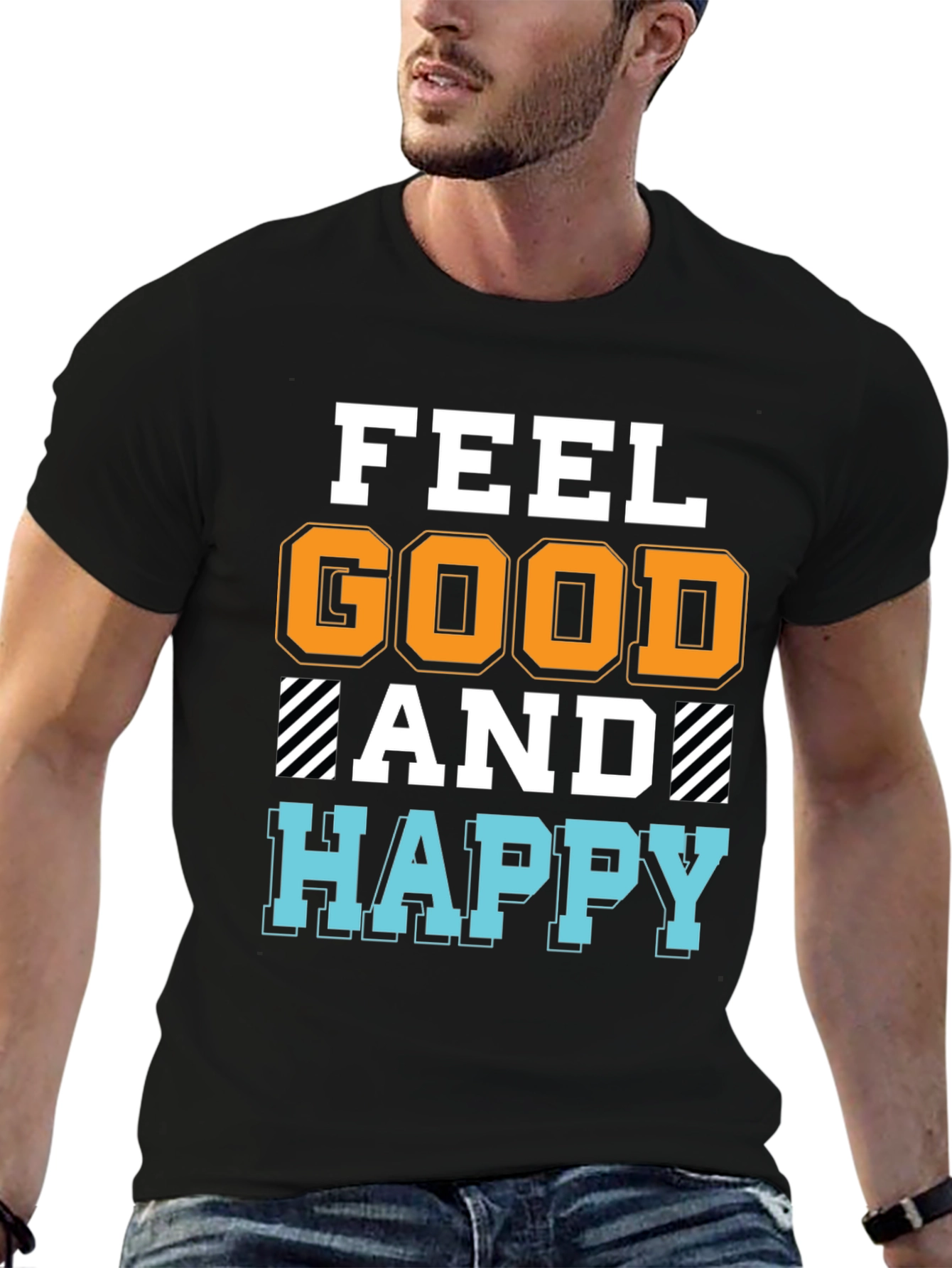 Feel Good Happy T-Shirt - Black