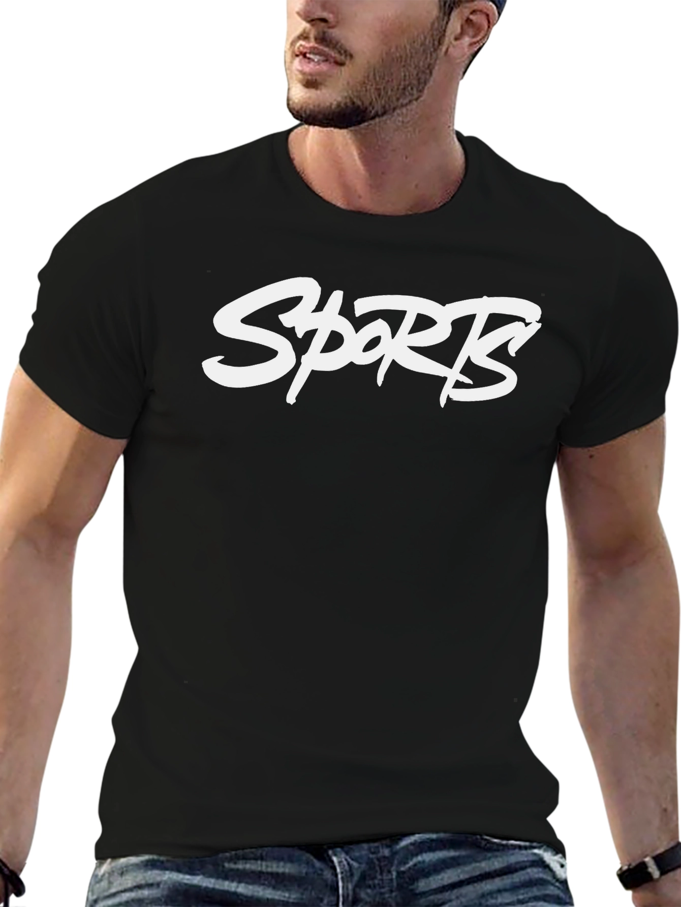 Mens Black Sports Graphic T-Shirt