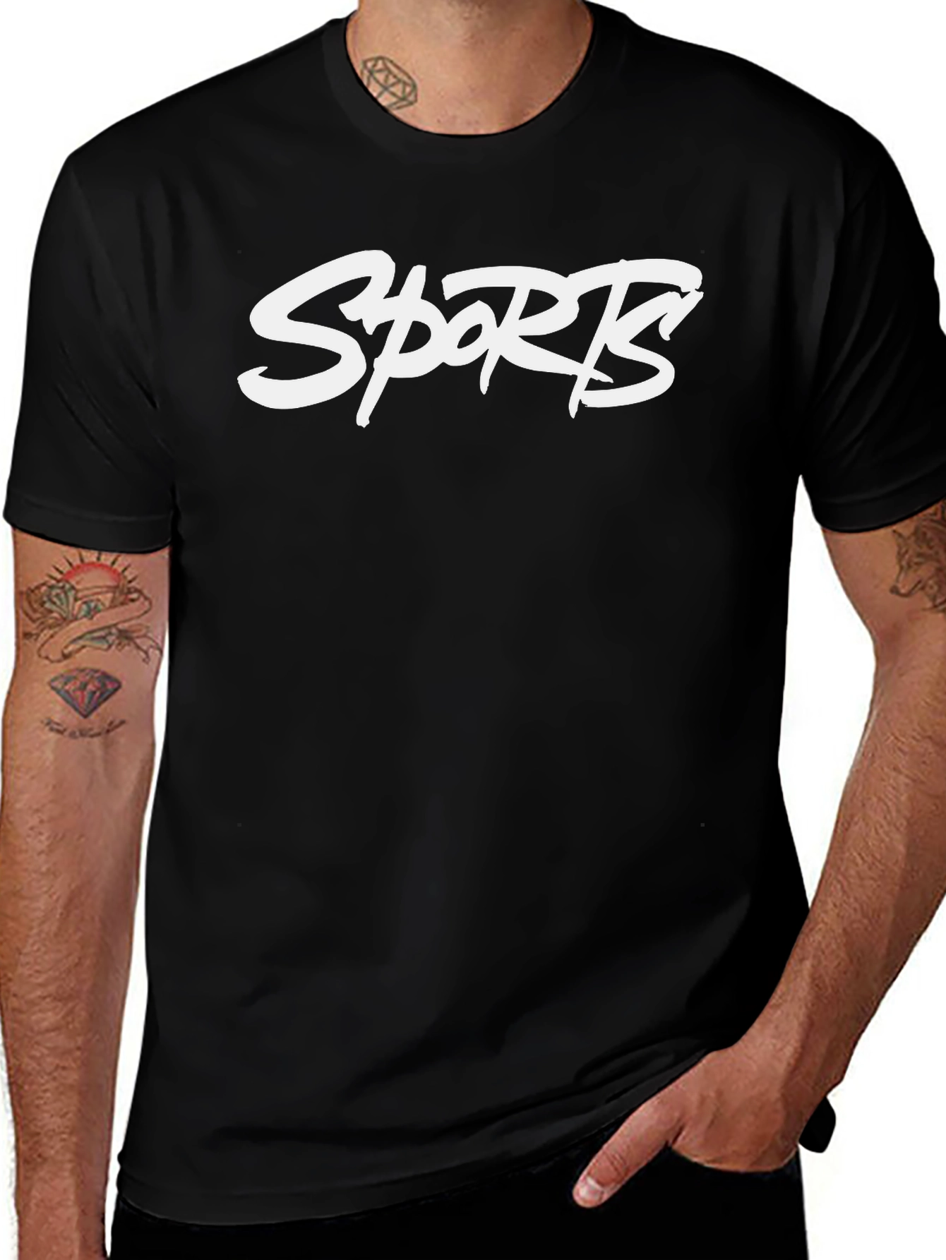 Mens Black Sports Graphic T-Shirt
