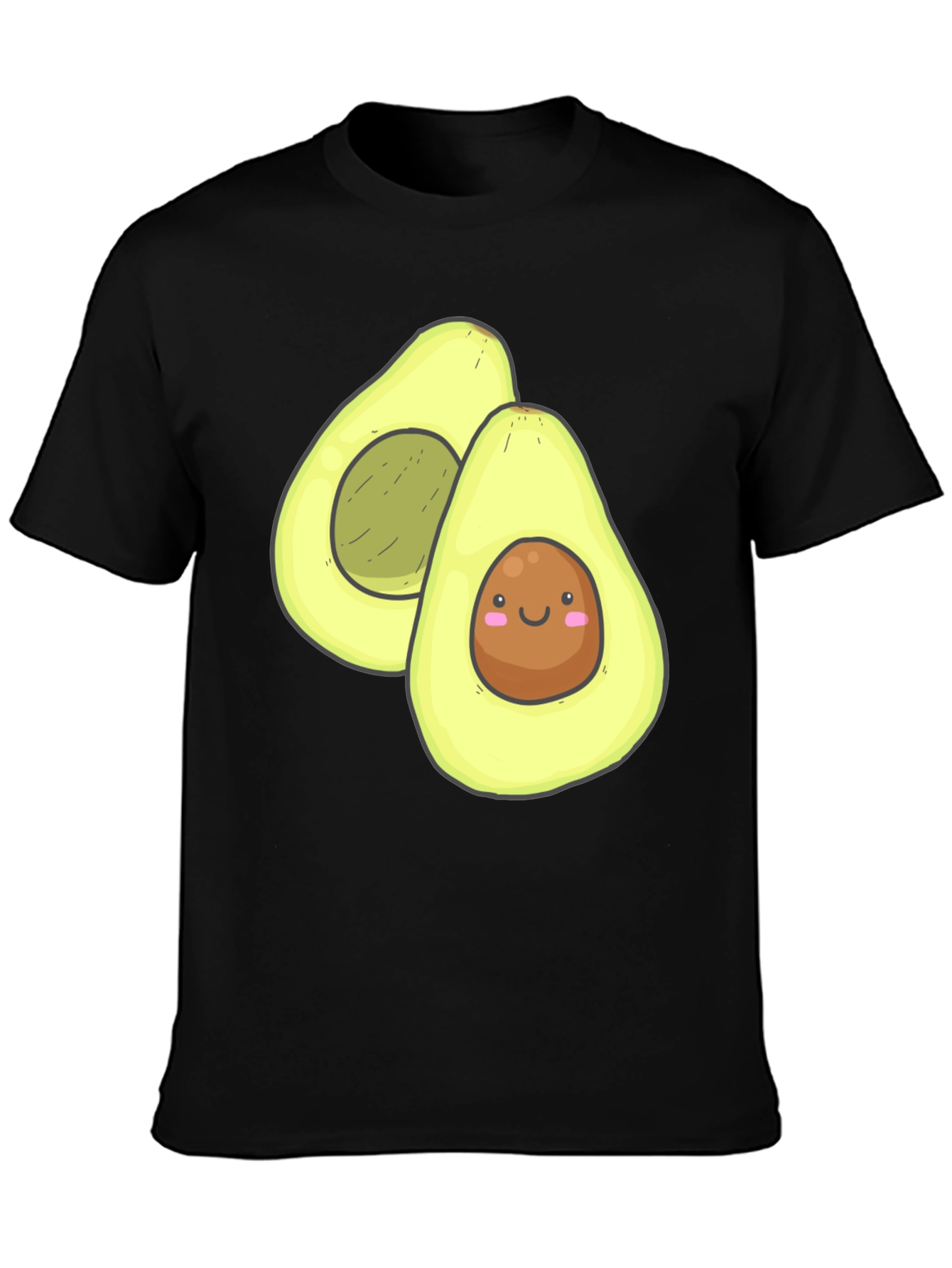 Cute Avocado Graphic Black T-Shirt