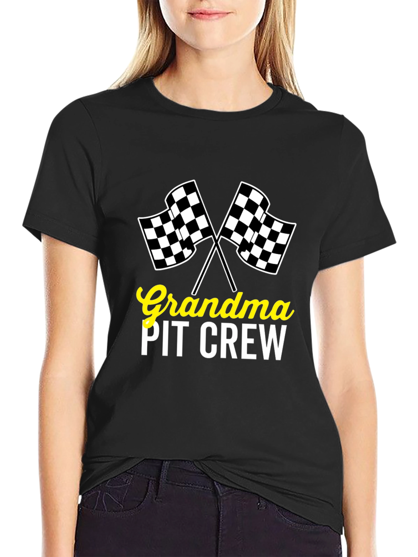 Grandma Pit Crew Racing Flags T-Shirt