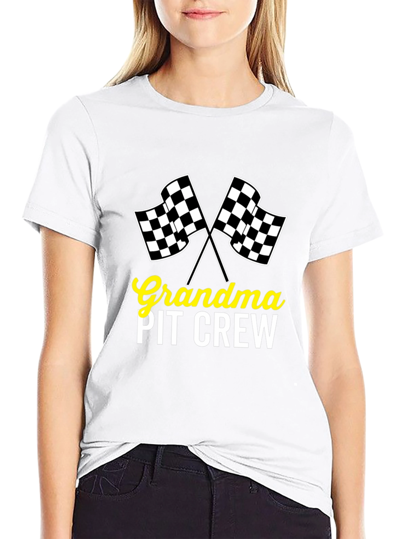 Grandma Pit Crew Racing Flags T-Shirt