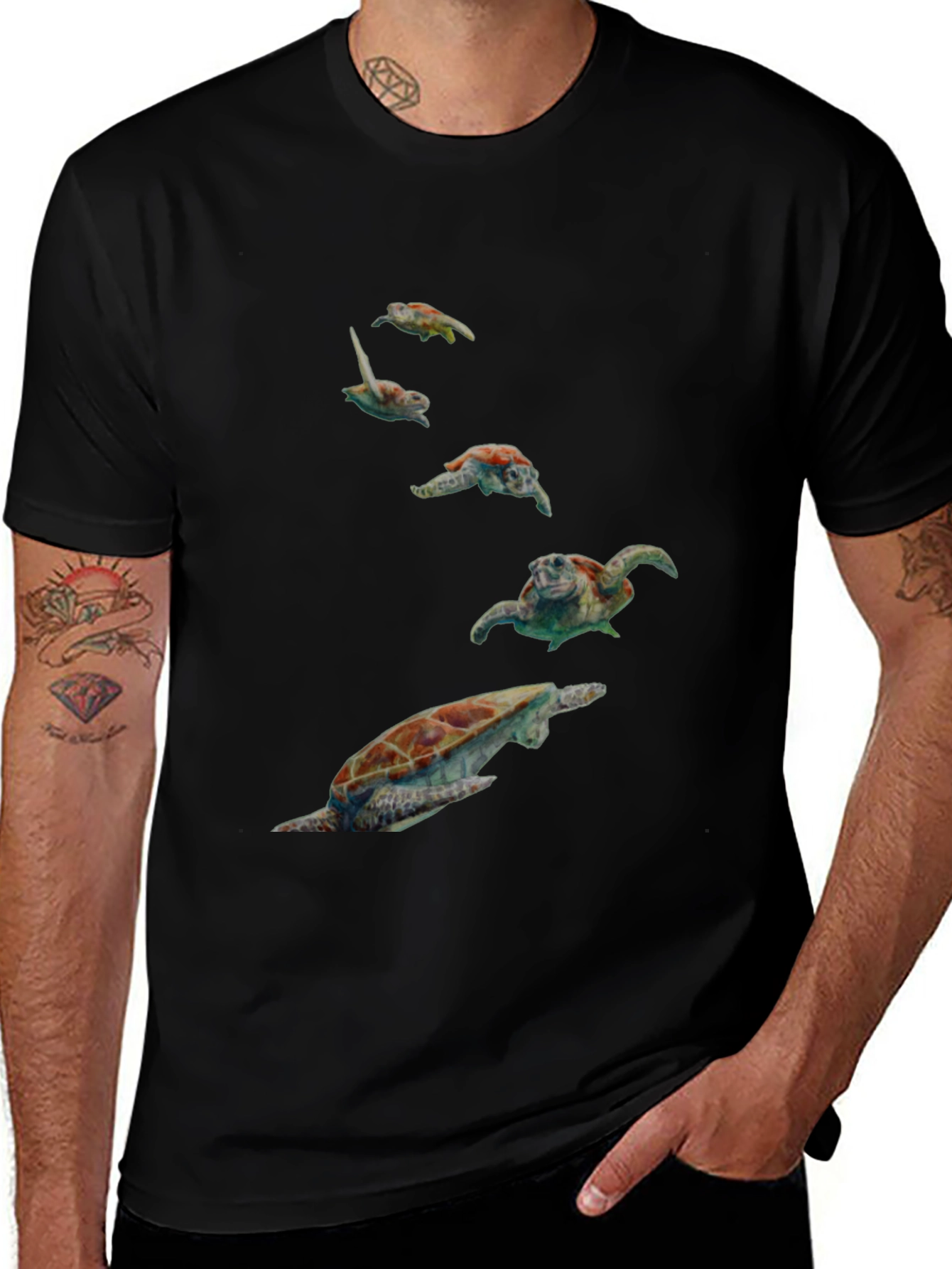 Turtle Graphic Black T-Shirt