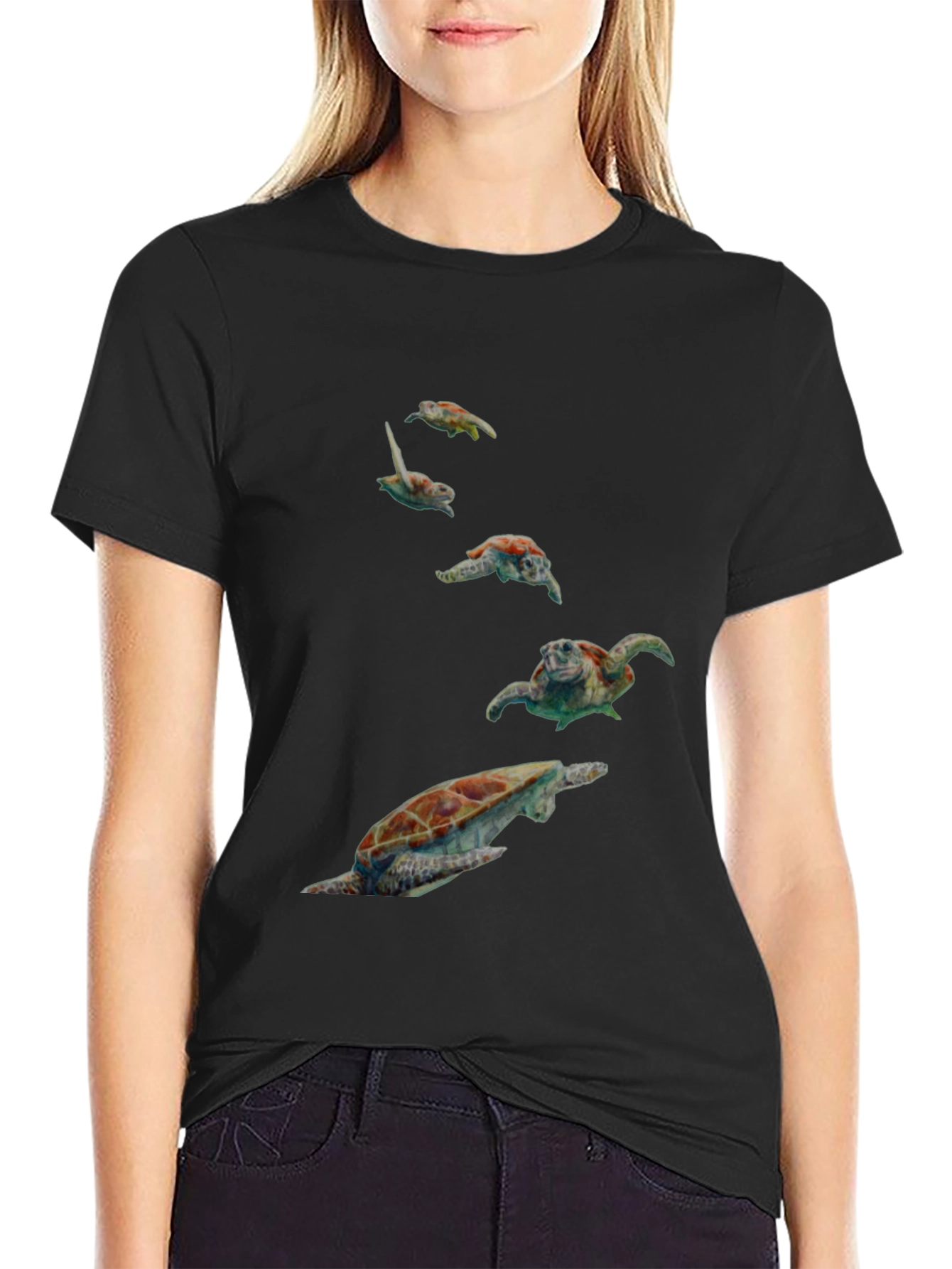 Turtle Graphic Black T-Shirt