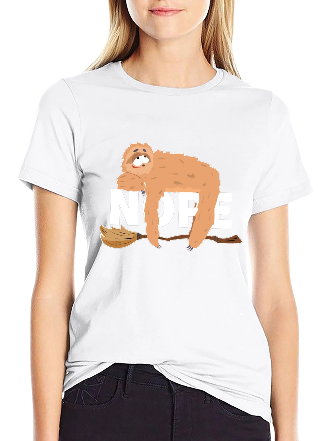 Nope Sloth Graphic Tee - Relaxed Style