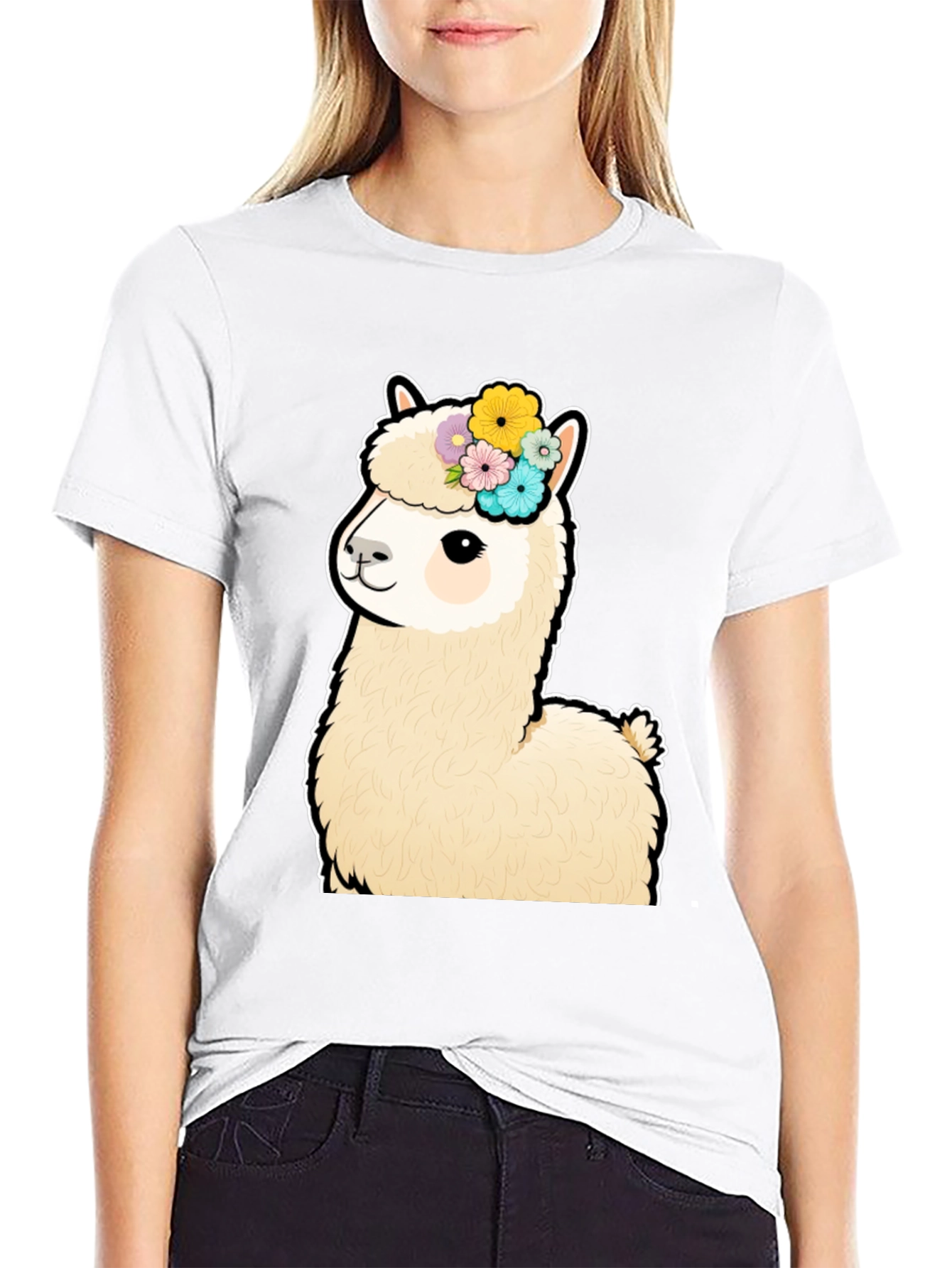 Alpaca Flower Crown Graphic T-Shirt