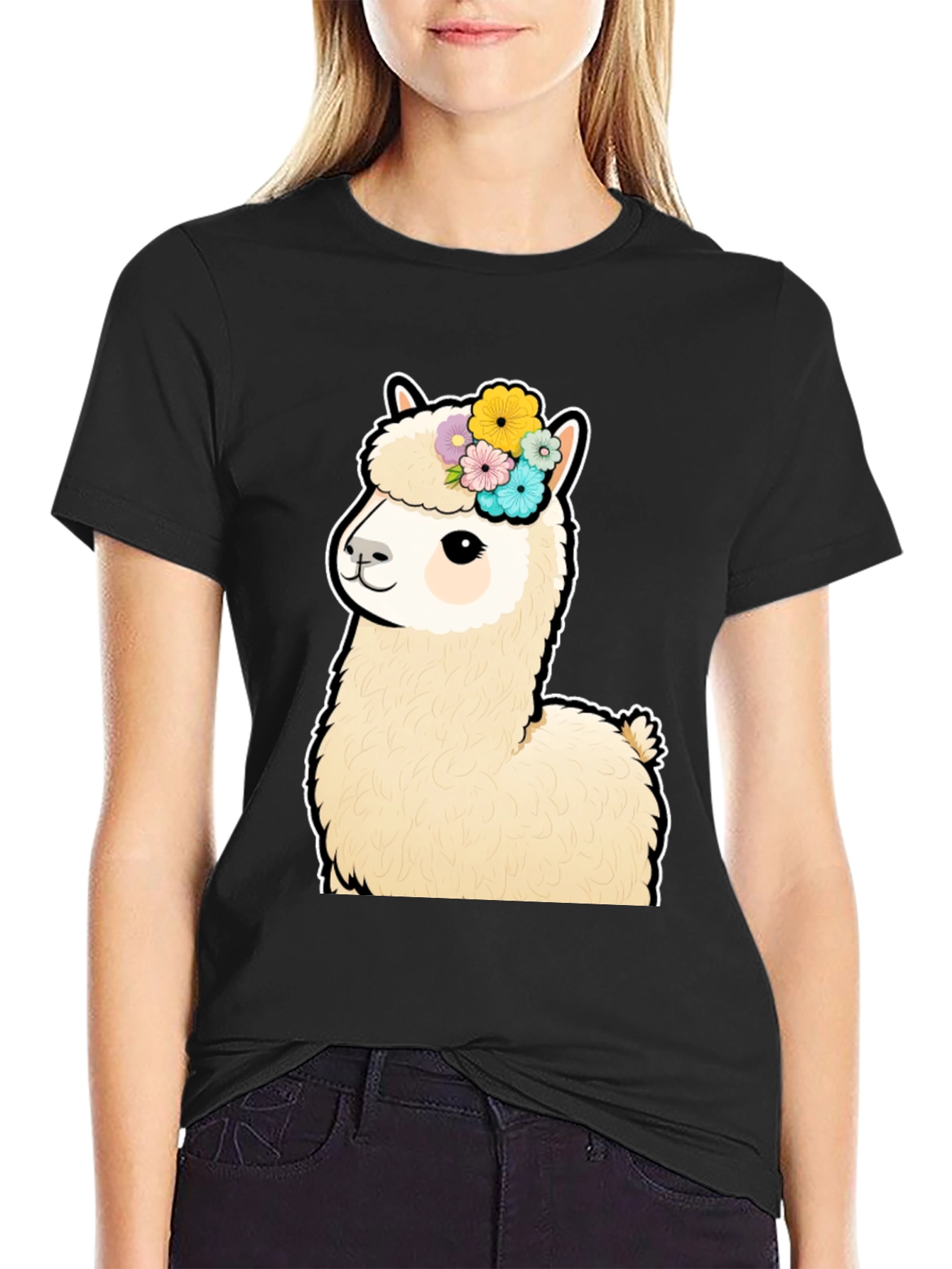 Alpaca Flower Crown Graphic T-Shirt