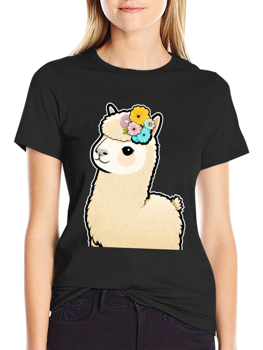 Alpaca Flower Crown Graphic T-Shirt