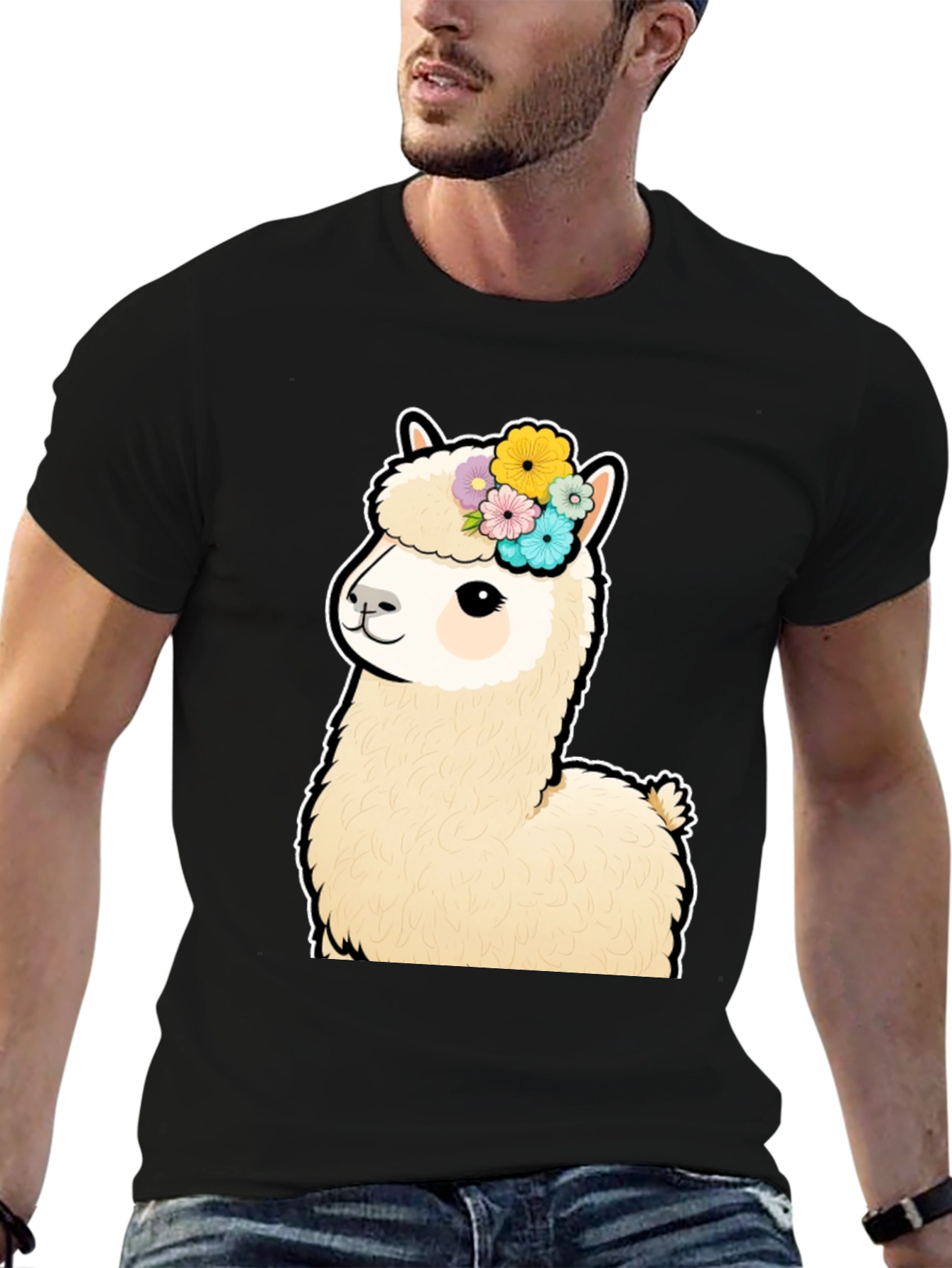 Alpaca Flower Crown Graphic T-Shirt