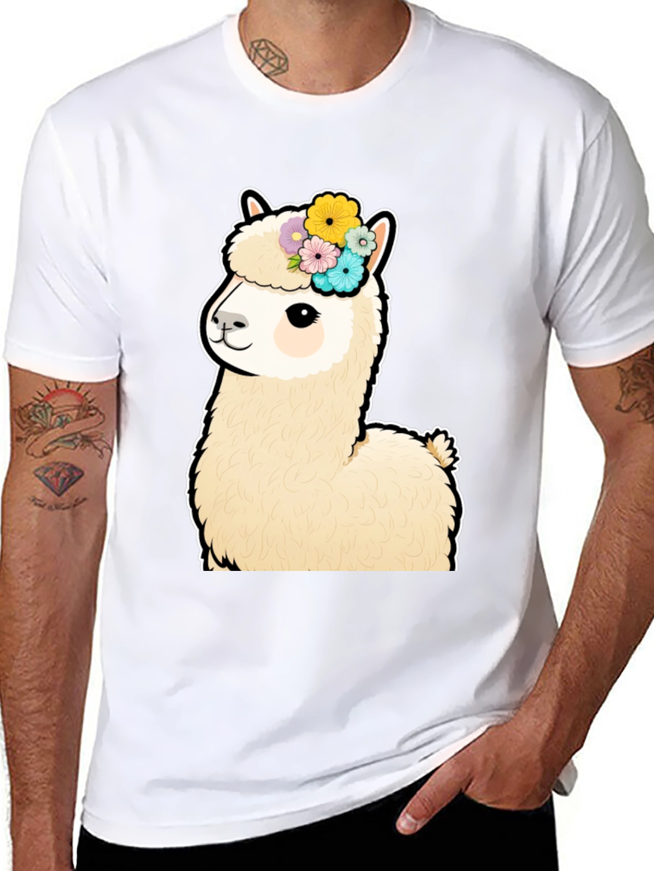 Alpaca Flower Crown Graphic T-Shirt