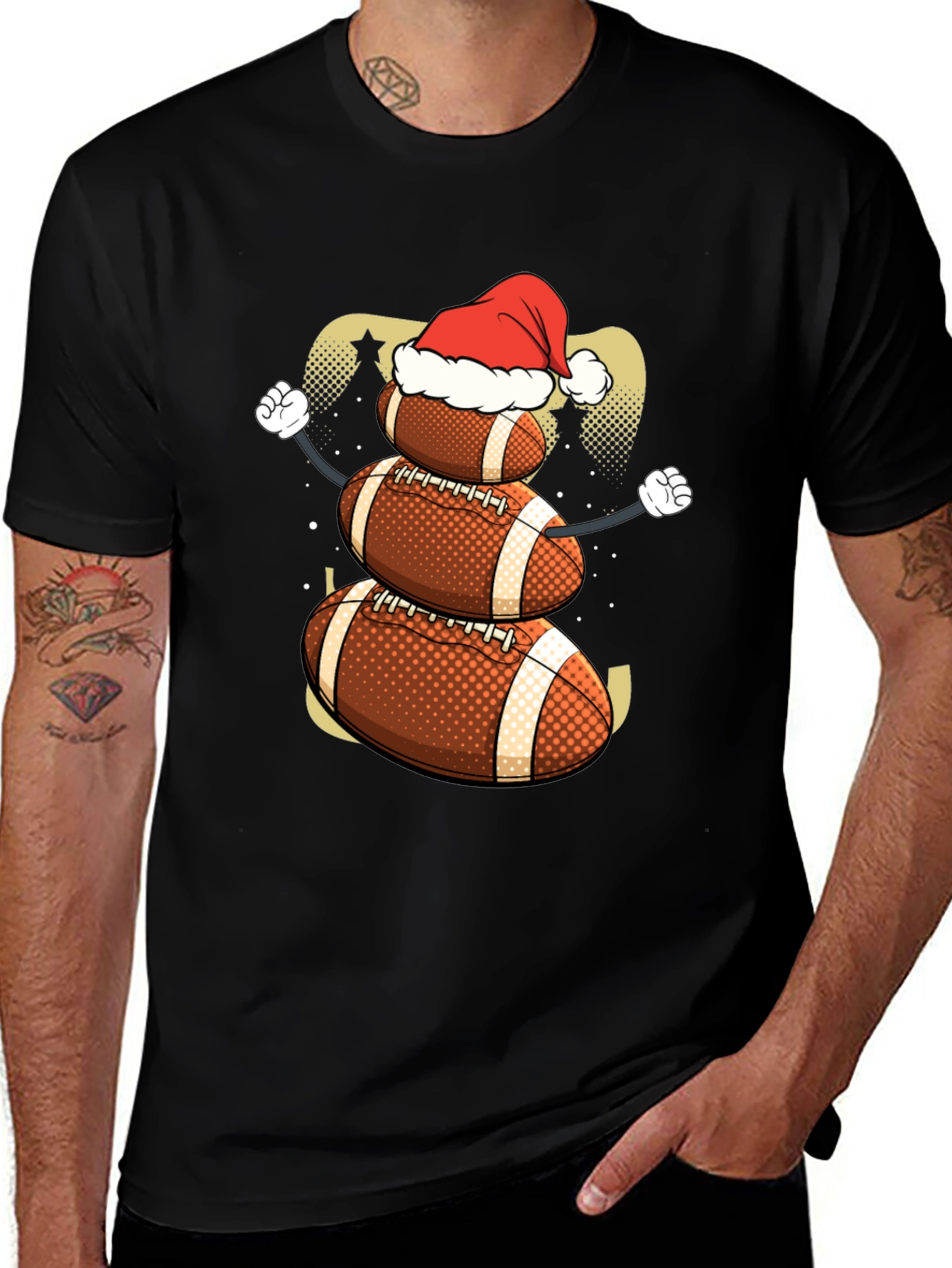 Football Snowman Christmas T-Shirt