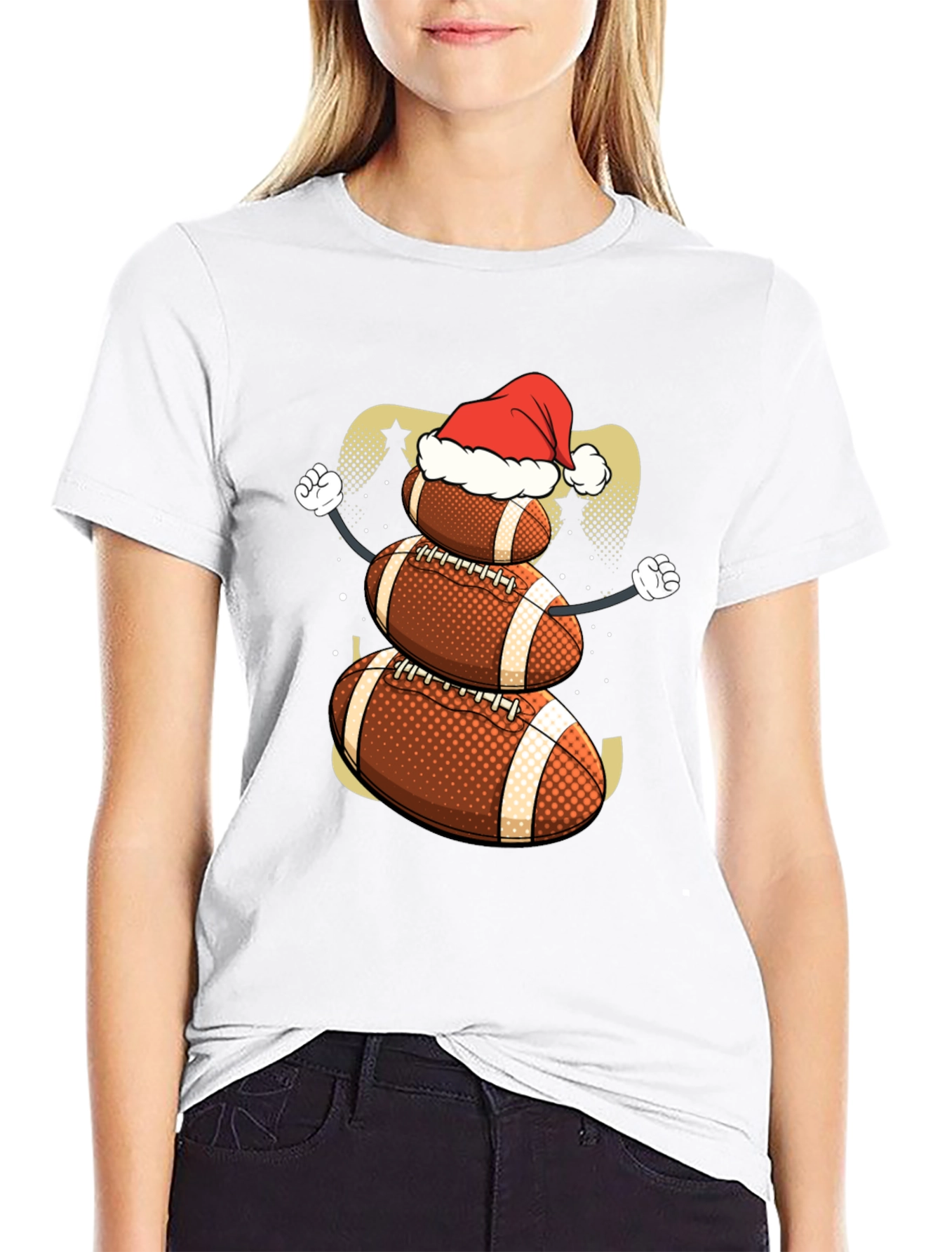 Football Snowman Christmas T-Shirt