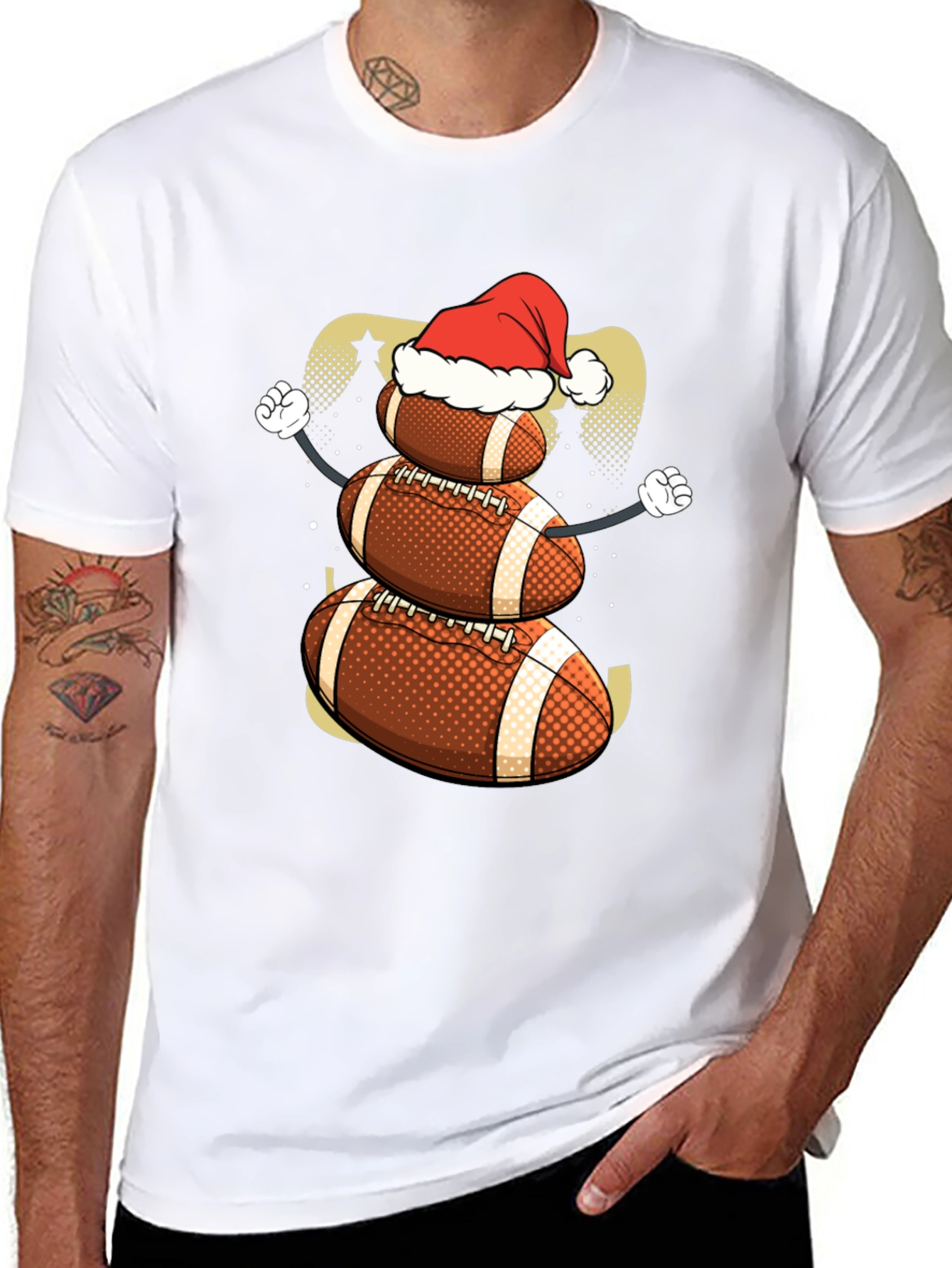 Football Snowman Christmas T-Shirt