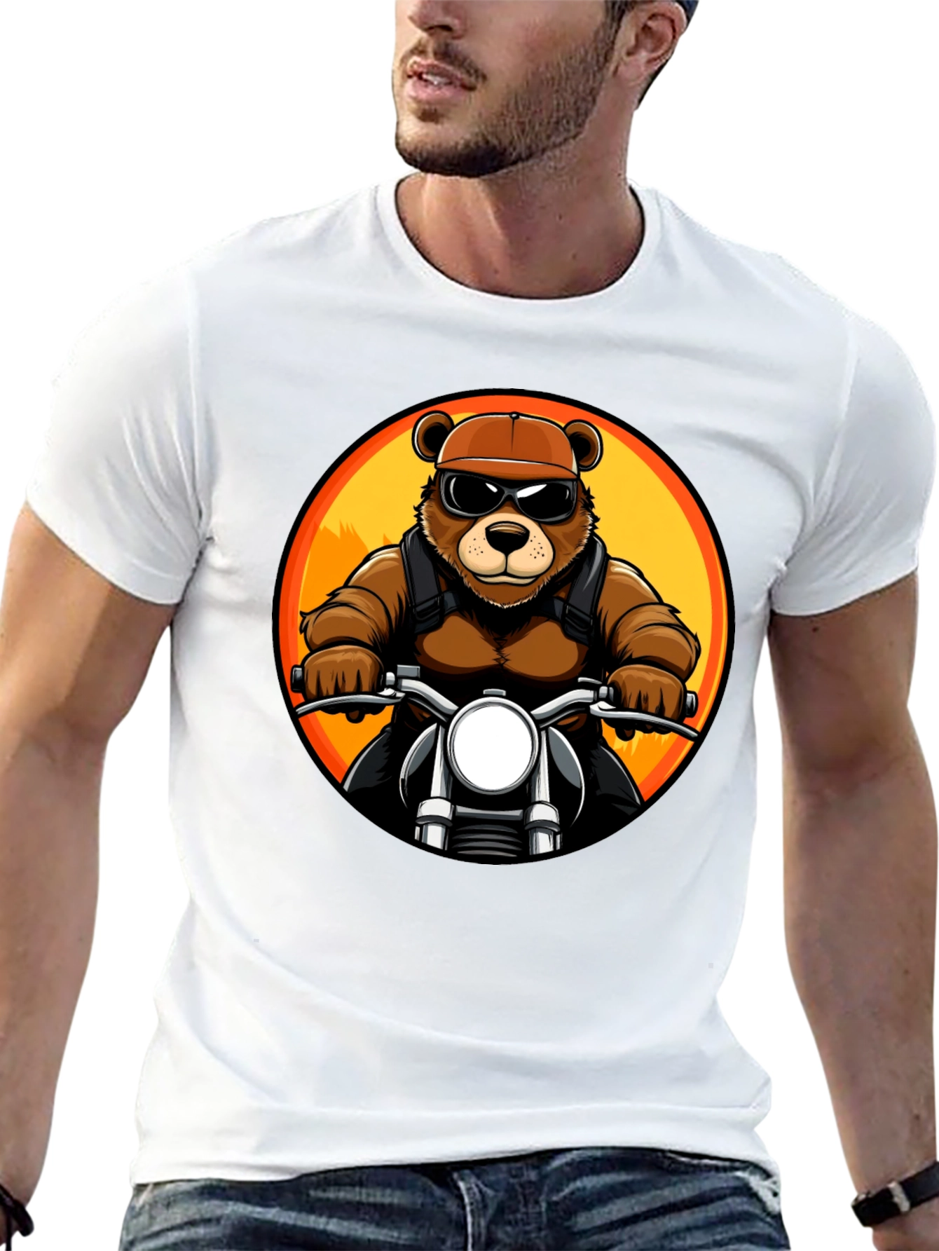 Cool Bear Biker T-Shirt - Black