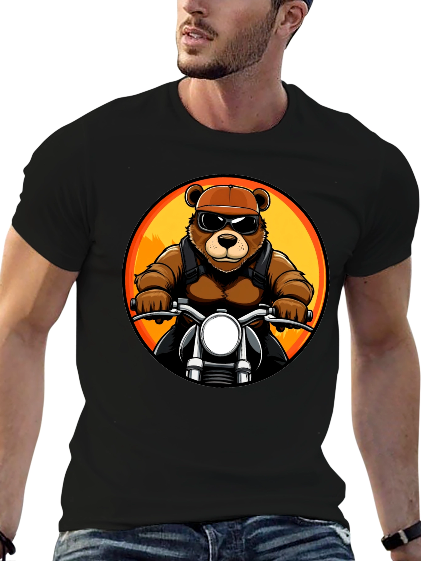 Cool Bear Biker T-Shirt - Black